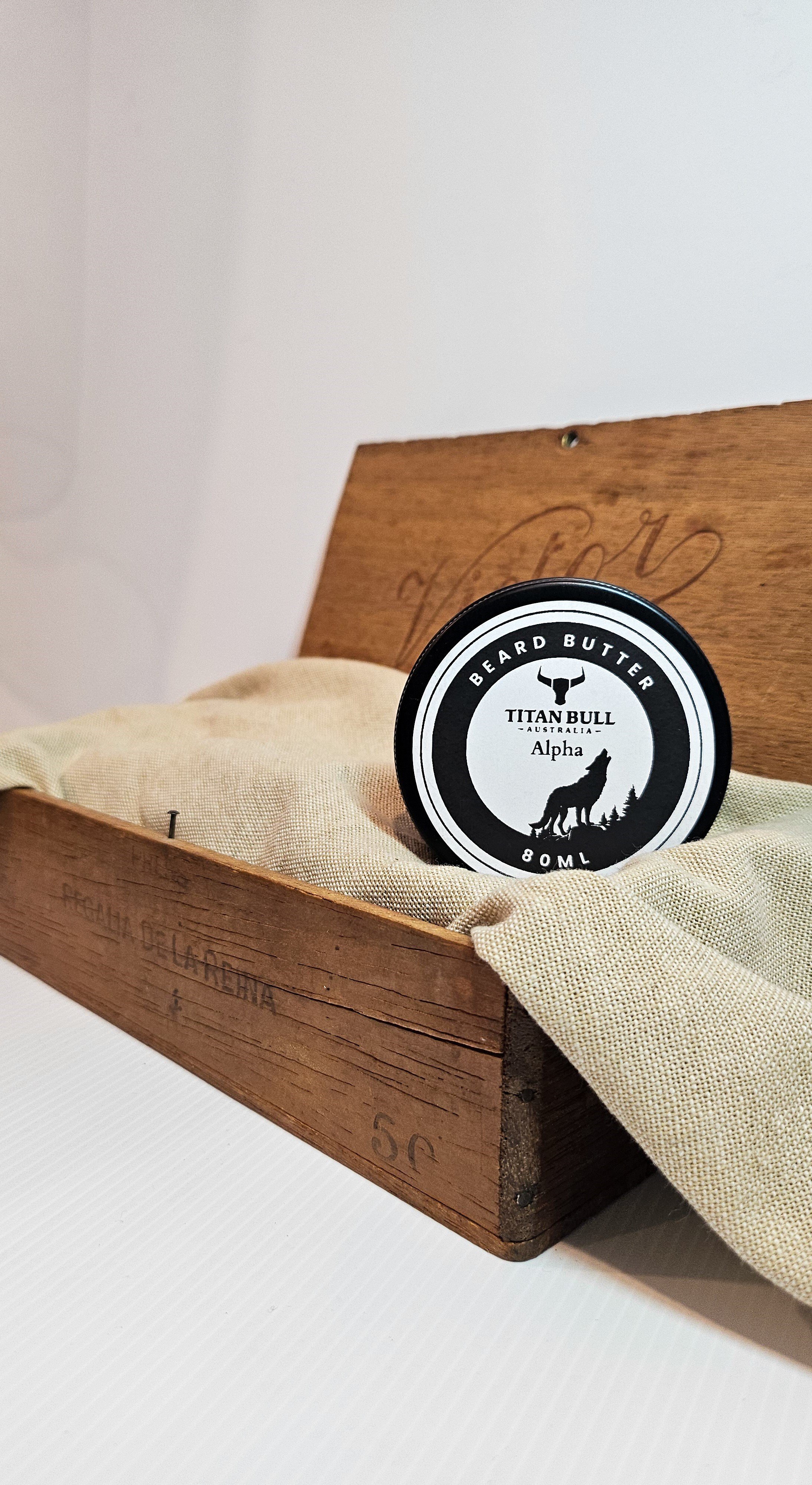 Titan Bull Australia Beard Butter, featuring a creamy texture that hydrates and softens beards for a well-groomed appearance