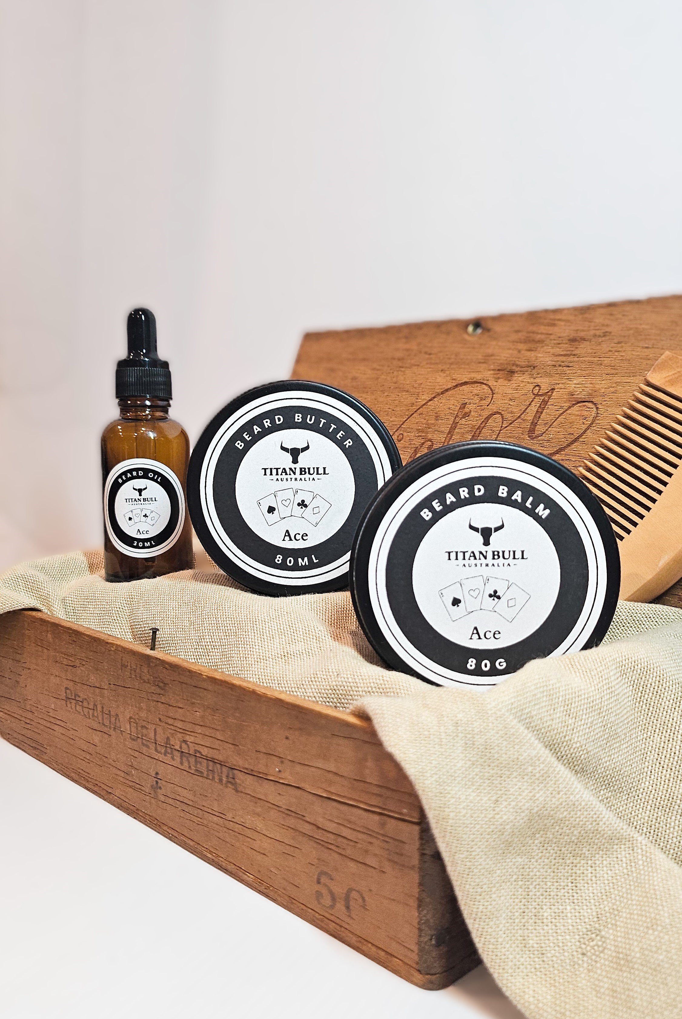 Includes beard oil, balm, butter, and a wood comb. Perfect as a gift or starter pack for maintaining a well-groomed beard. Nourishes, styles, and enhances your beard with premium care essentials