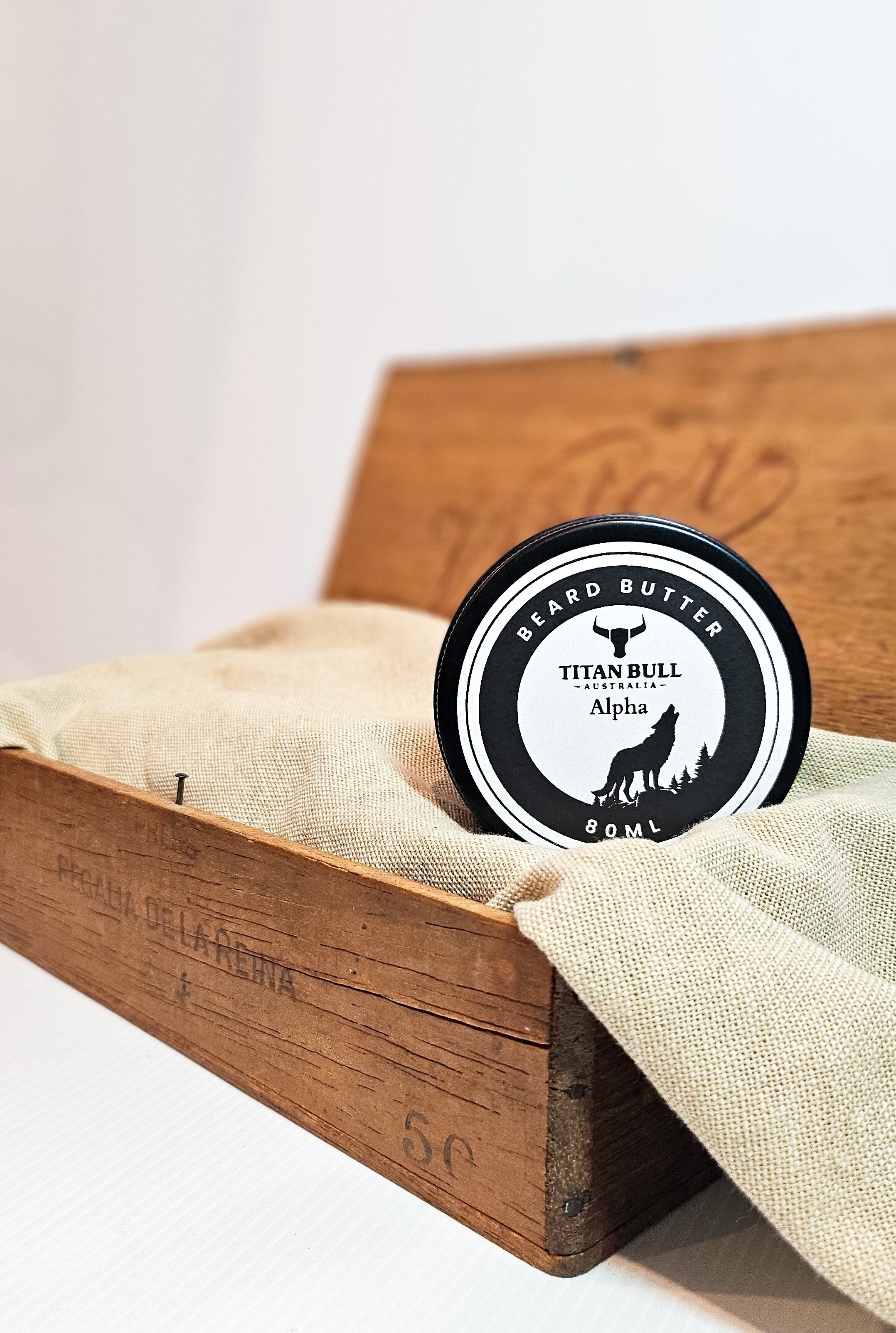 Titan Bull Australia Beard Butter, featuring a creamy texture that hydrates and softens beards for a well-groomed appearance