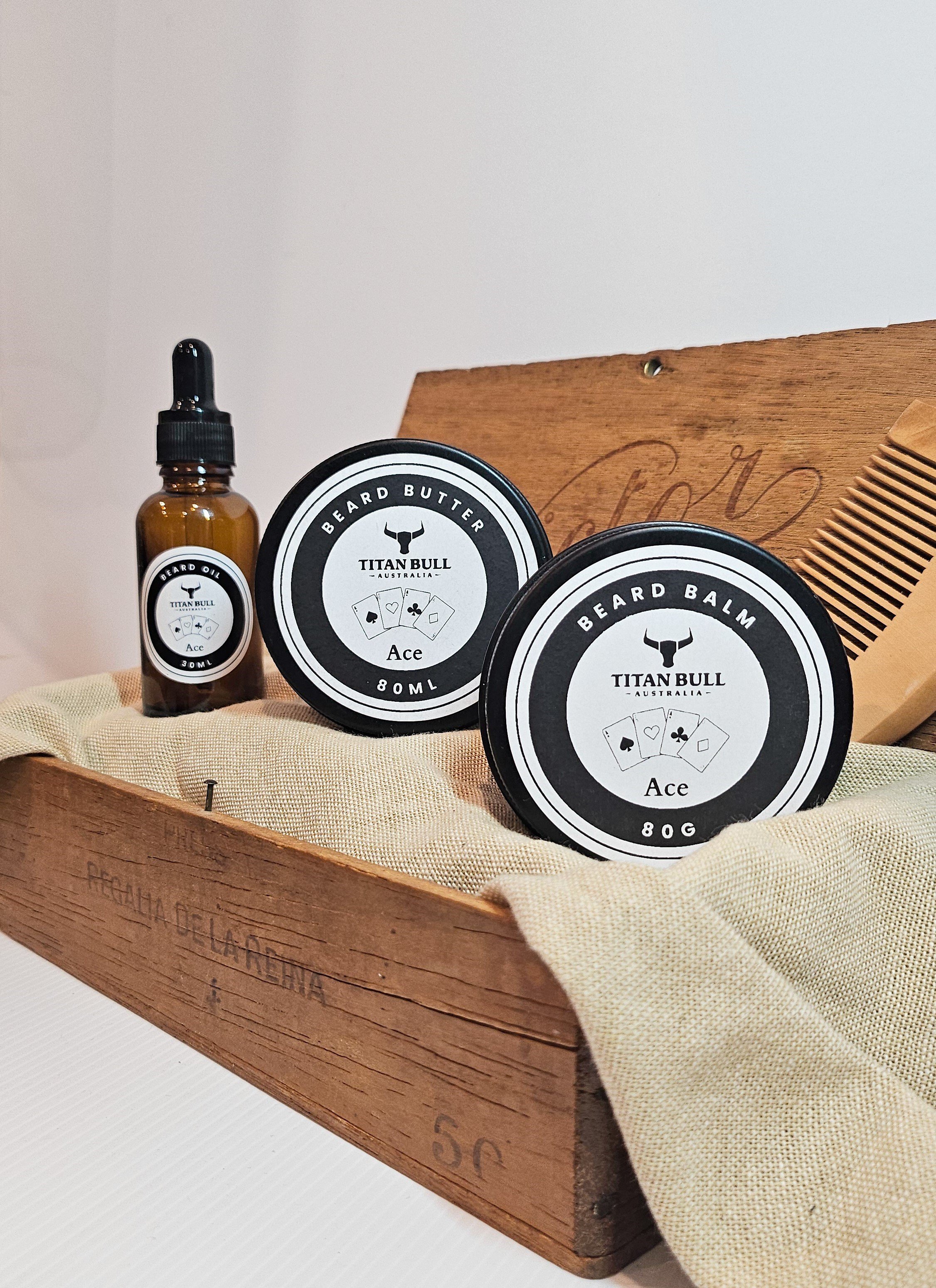 Includes beard oil, balm, butter, and a wood comb. Perfect as a gift or starter pack for maintaining a well-groomed beard. Nourishes, styles, and enhances your beard with premium care essentials