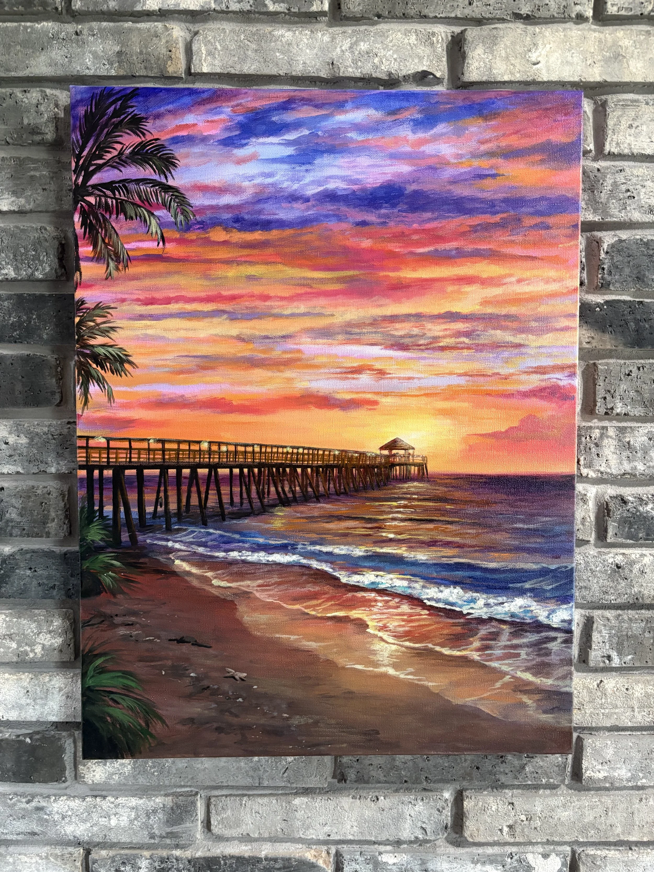 Pier in the Twilight Glow - Painting