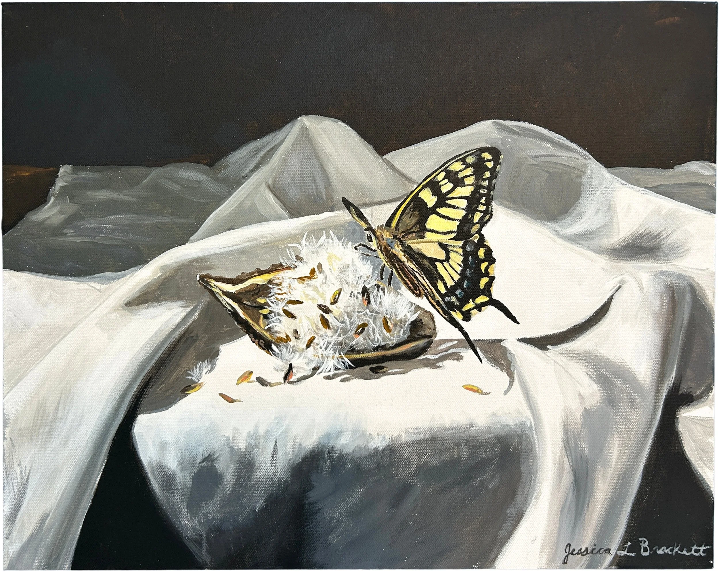 Milkweed and Swallowtail - Painting