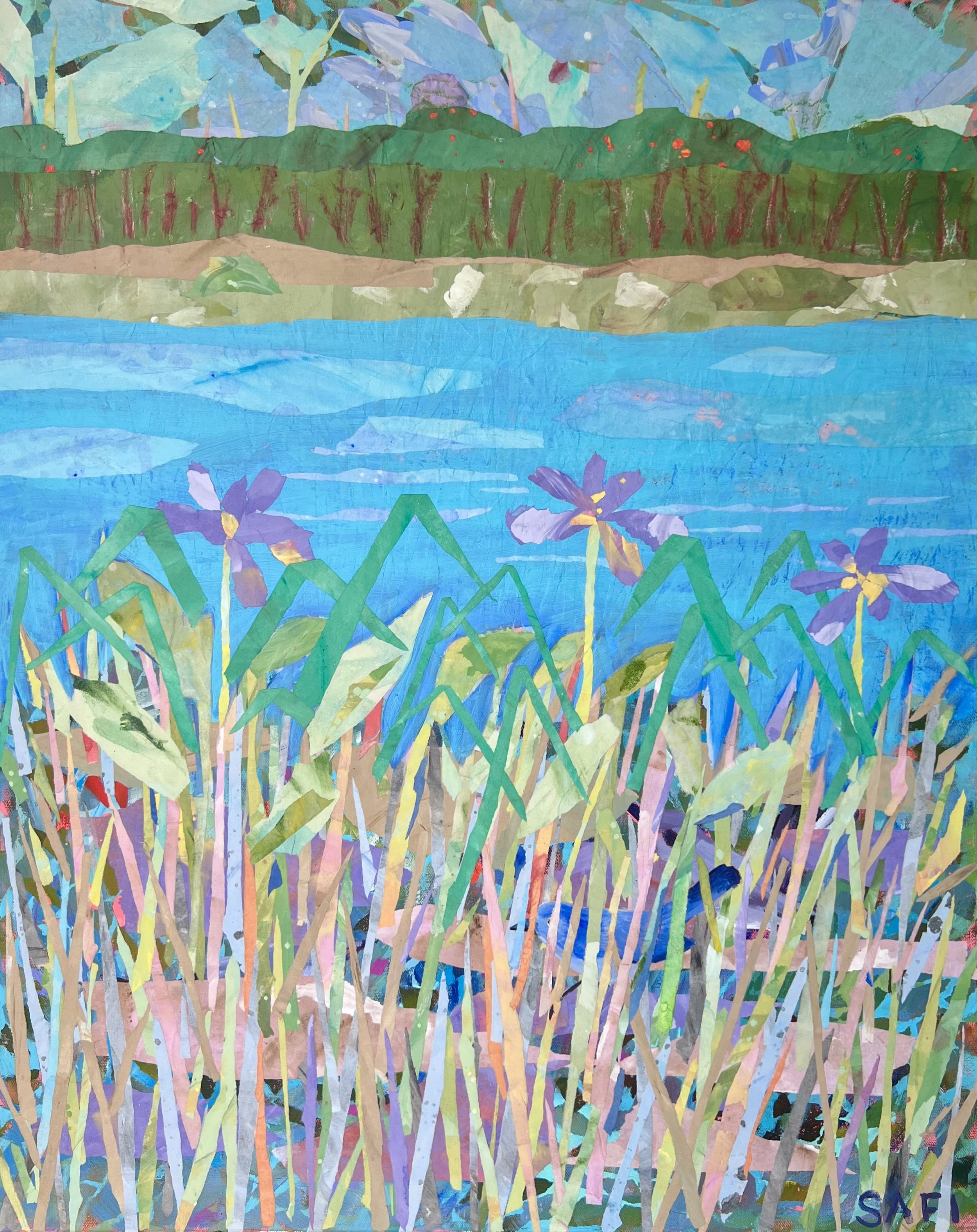 Iris in Wetlands - Painting