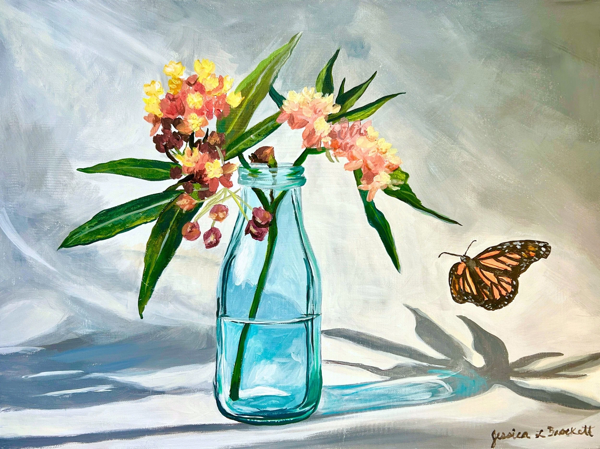 Milkweed and Monarch - Painting