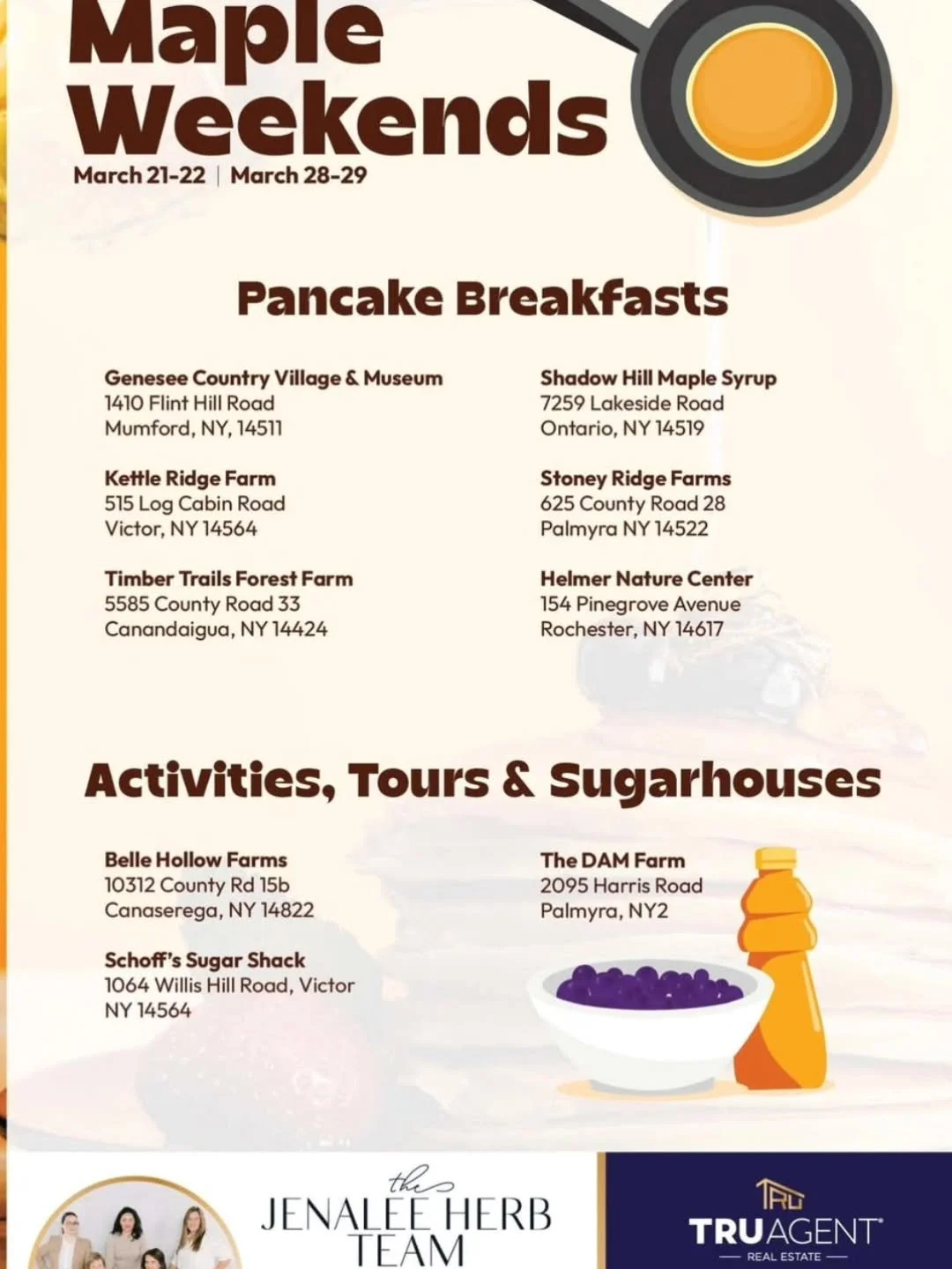 Maple weekends are almost here! Starting tomorrow at 10 am the fun starts! Thank you to @truagent for highlighting some farms around the #rochester and #FingerLakes regions.

Check out mapleweekend.com for the full list of participating farms!