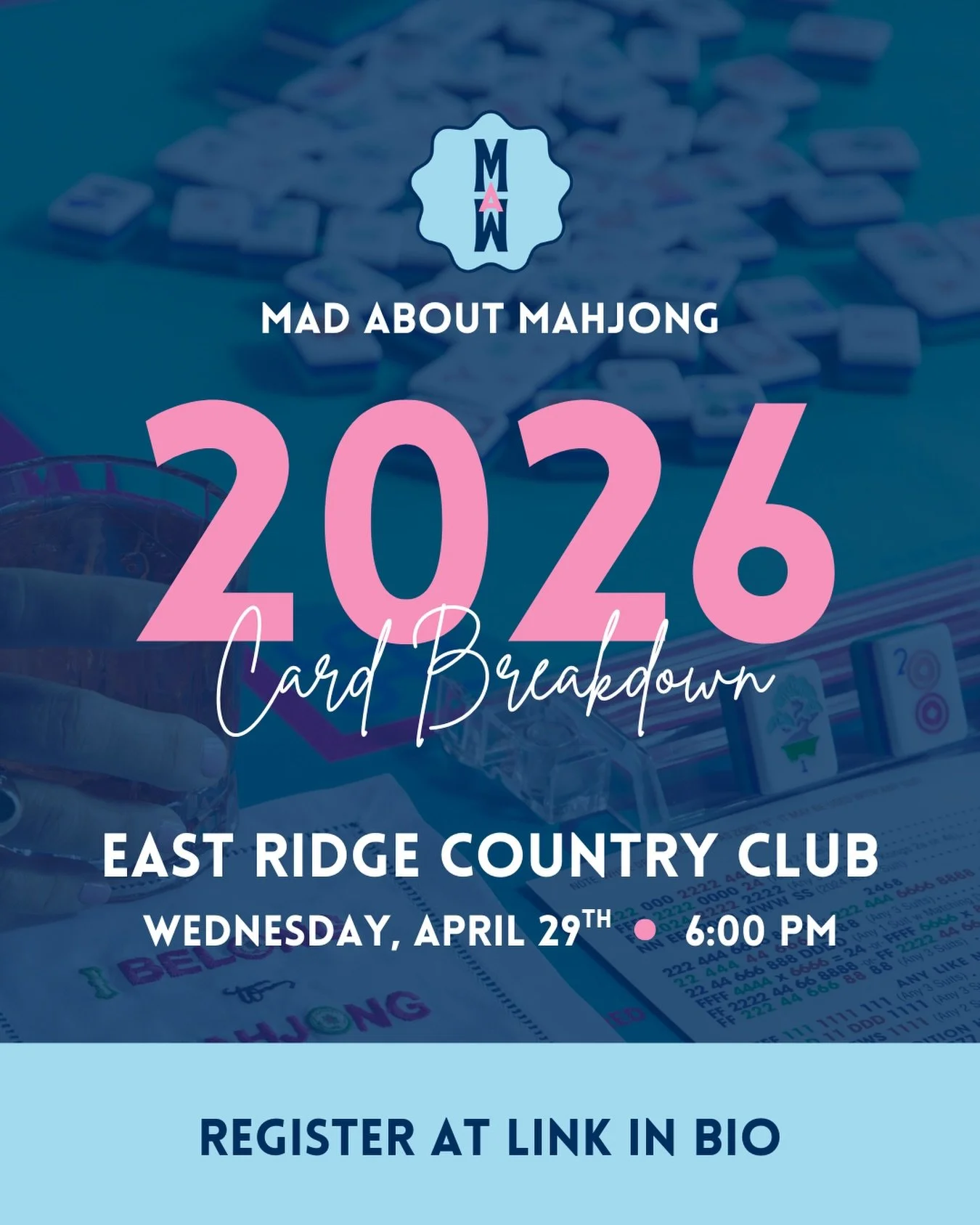 The 2026 NMJL card is HERE and we are ready to crack it open! 🀄 Join us for a full card review class, then stay for open play to put it all into practice. New card, new strategy, new wins &mdash; let&rsquo;s go!
📅 Wednesday, April 29th | 📍 @eastri