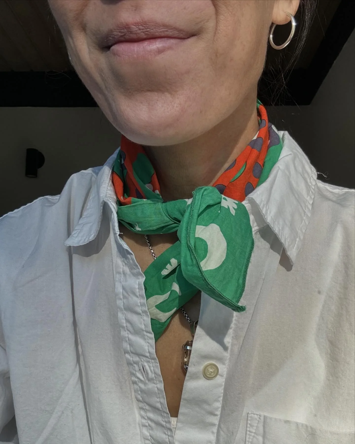 Happy Sunday, friends! This morning, I rediscovered a hanky I bought in NY last year. Today&rsquo;s joy was going out in the early AM with a sparkly necklace and a Boy Scout kerchief. Beautiful day today. Hope you are all well!!