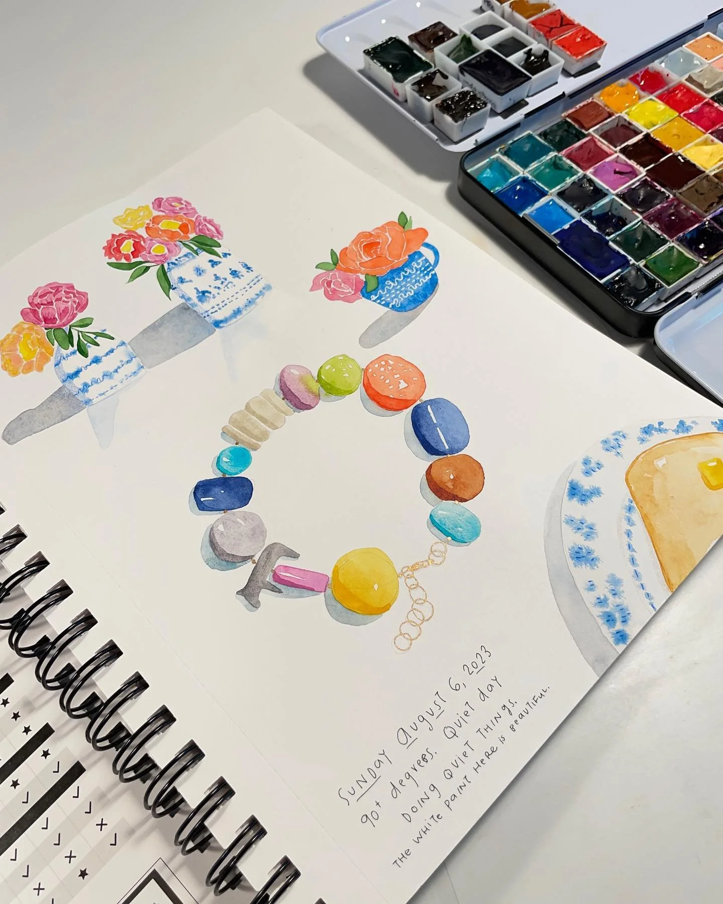 Hello friends. I hope you&rsquo;ve had a good weekend. Yesterday, I was overly ambitious and decided to go for a walk in the late afternoon. It was 90+ degrees. Today, I thought better of this idea and instead sat around, hardly moving, painting pict