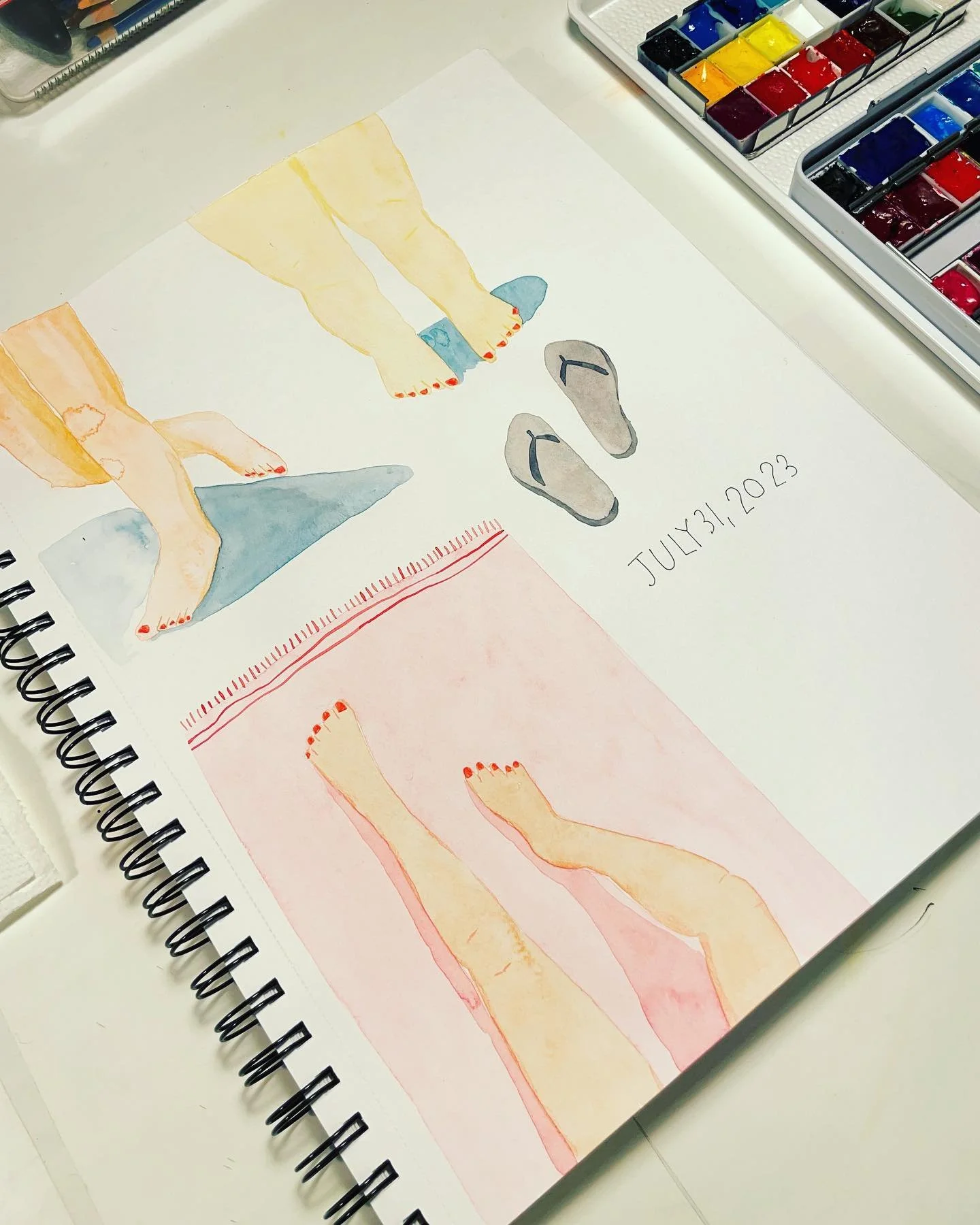 Happy Monday/Tuesday friends. I&rsquo;ve been in a bit of a dry spell lately when it comes to painting. I decided to start painting in a mixed media sketchbook instead of on watercolor paper to makes things feel a little more low stakes and playful. 