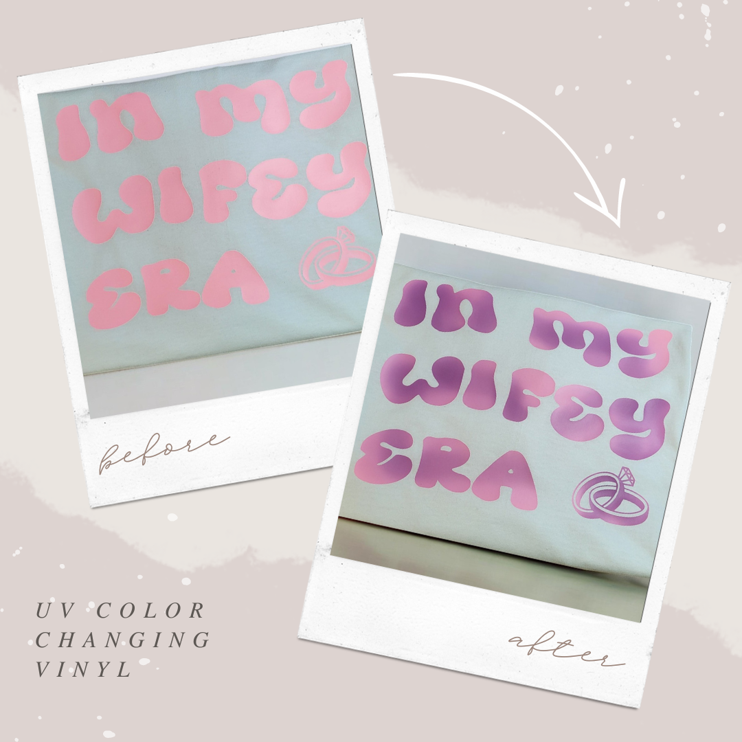 UV Coloring Changing Vinyl used on Bridal Party T-Shirts
