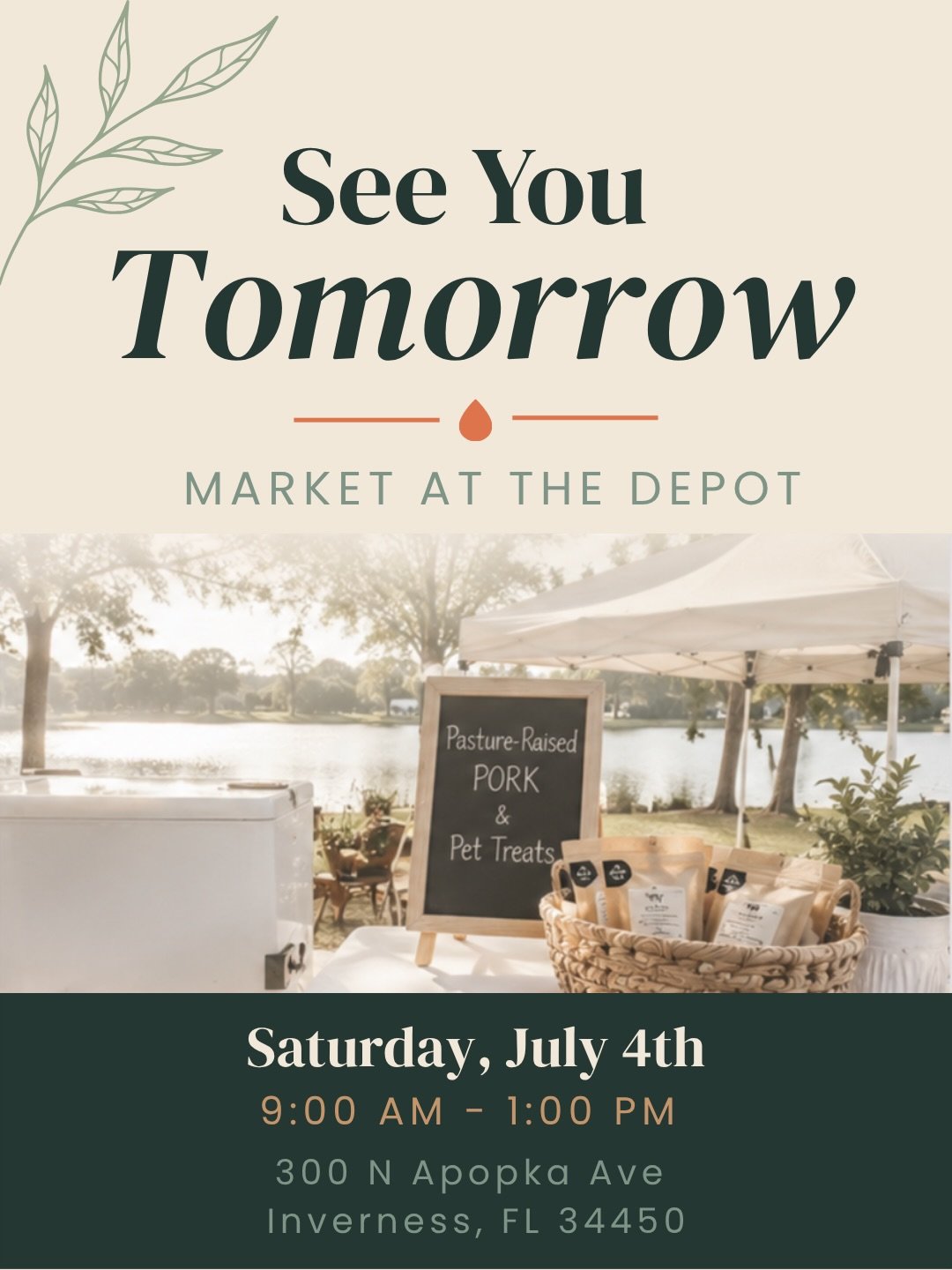 Tomorrow we&rsquo;re heading back to Market at the Depot! 🌿🐖

If you&rsquo;ve been wanting to stock your freezer with locally raised pork, tomorrow is the perfect time to stop by.

We&rsquo;ll have a selection of our pasture-raised pork, including 