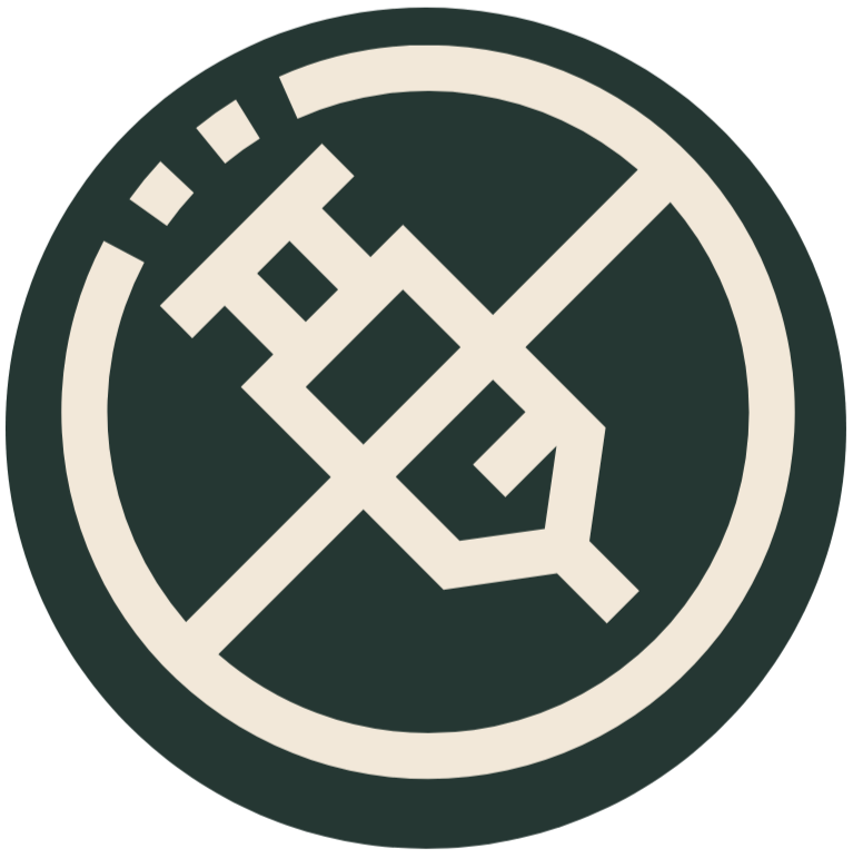 Forest green circle and injection icon inside