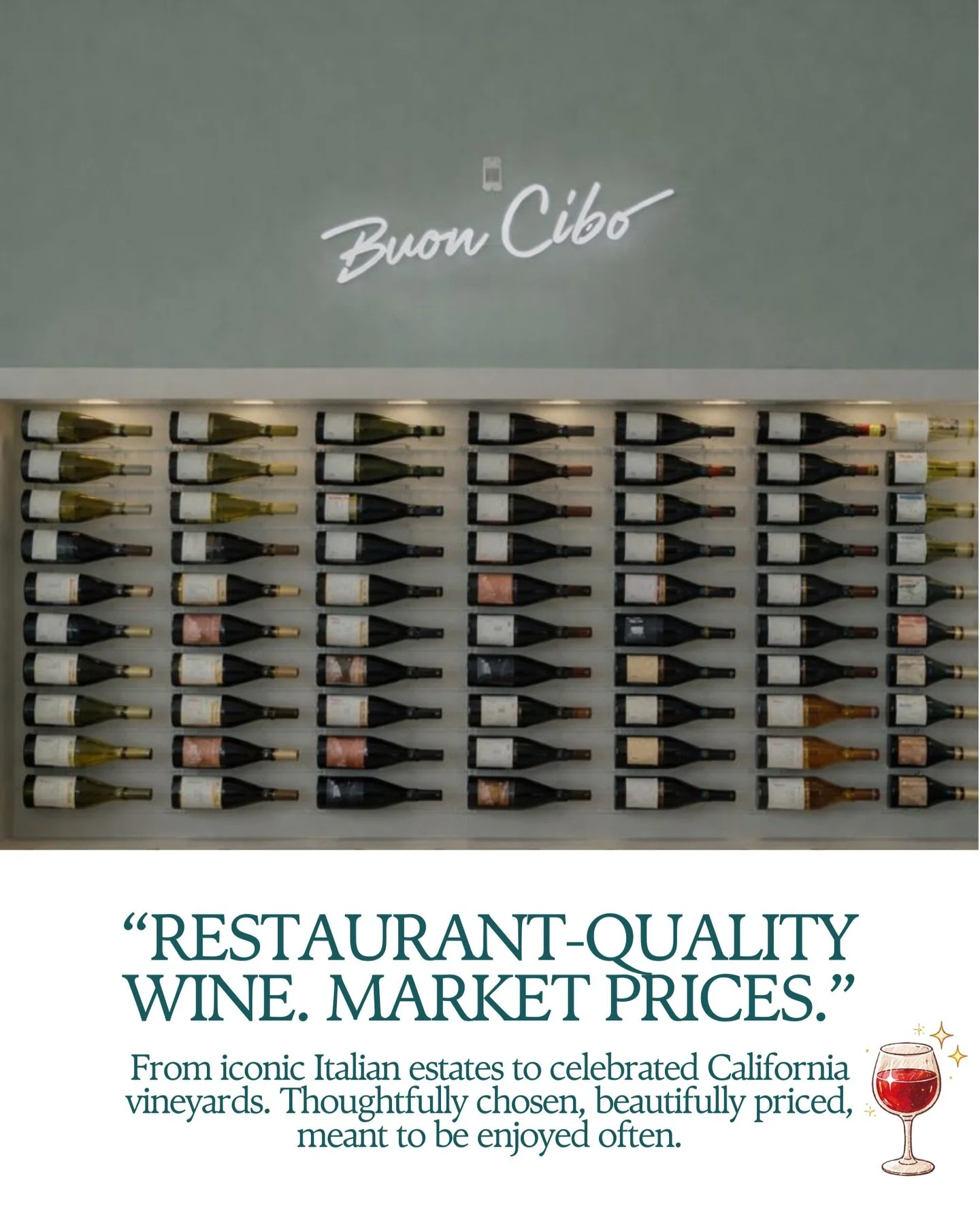 Our wine wall is built with intention.
From iconic Italian estates to celebrated California vineyards, our list brings together bottles you&rsquo;d expect at great restaurants &mdash; but priced for everyday enjoyment. Thoughtfully chosen whites, exp