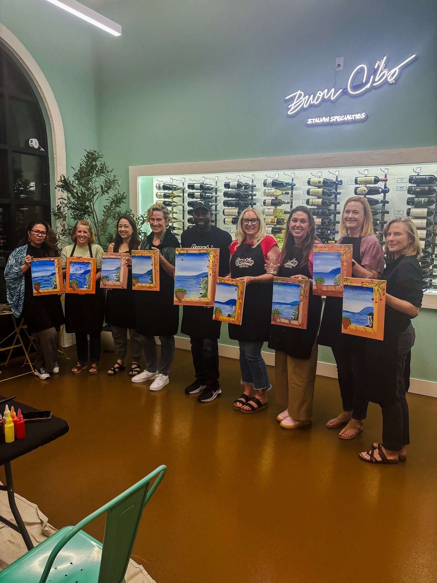 This is what Buon Cibo is all about.

Wine in hand. Brush on canvas. Neighbors becoming friends over a Thursday night painting session. No experience required &ndash; just good vibes, great pours, and a room full of people who showed up to create som