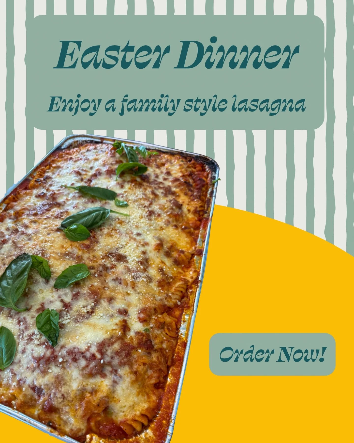 This Easter, let us do the cooking.

We&rsquo;re making family-style lasagnas for your holiday table &mdash; layers of bubbling cheese, slow-simmered ragu, and that golden, crispy top you can&rsquo;t stop picking at.

Pick from five options:
Meat Las