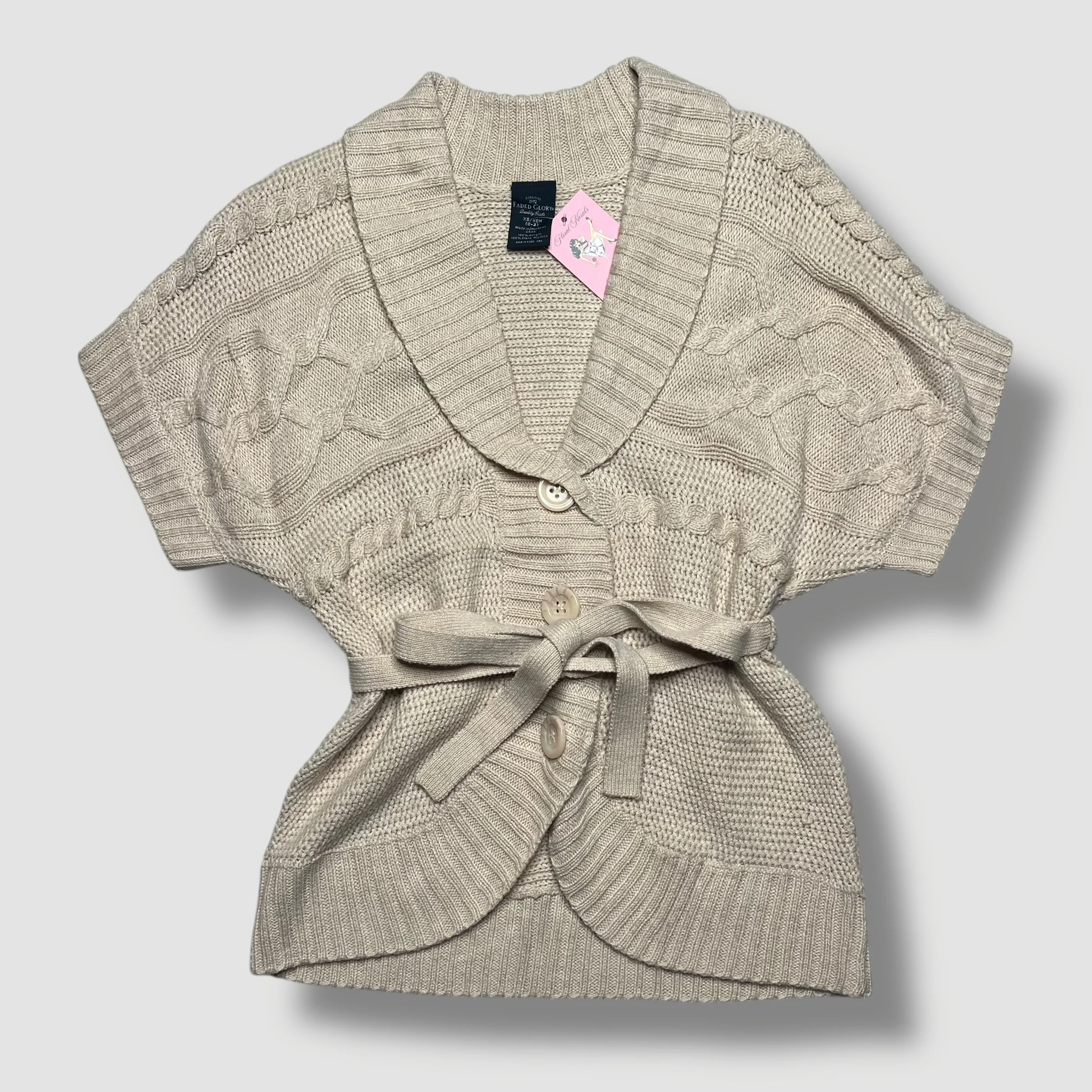 Faded Glory Knitwear Short Sleeve Oversized Wrap Sweater