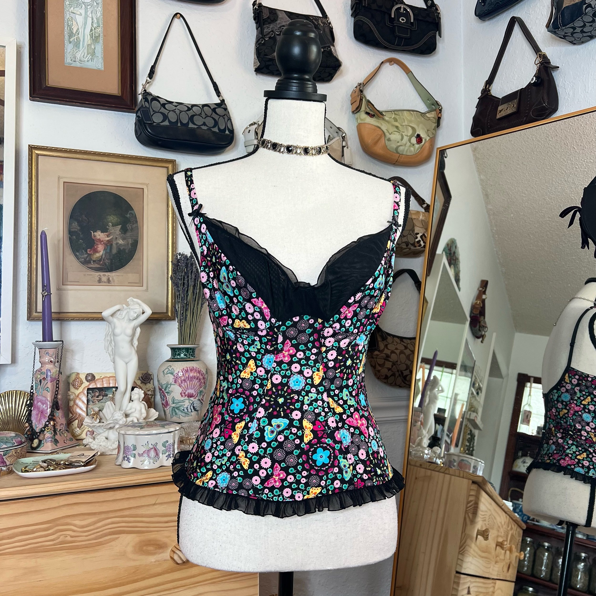 Victoria’s Secret Y2K Floral Butterfly Bustier Corset Top