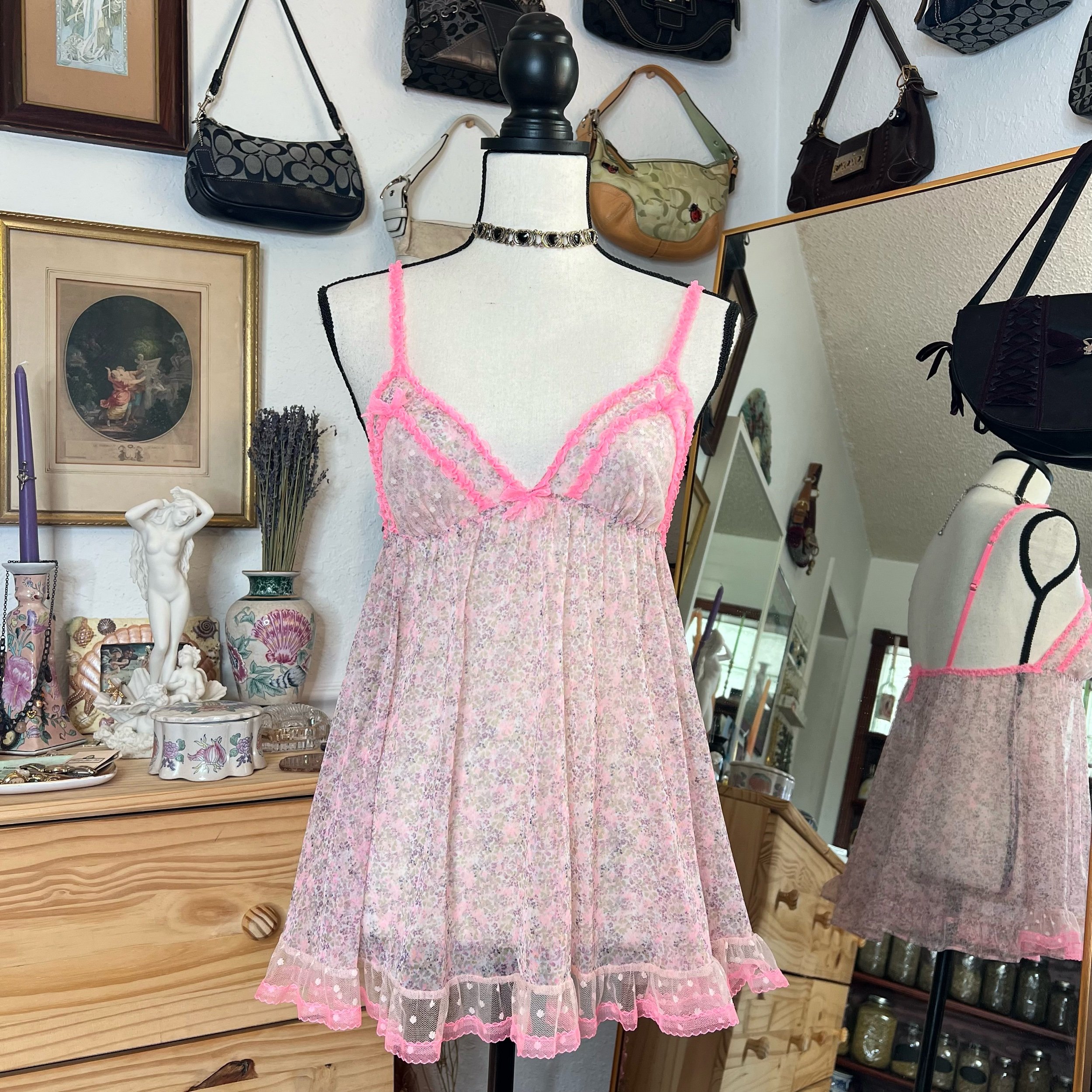 Victoria’s Secret Floral Ruffle Sheer Babydoll Slip