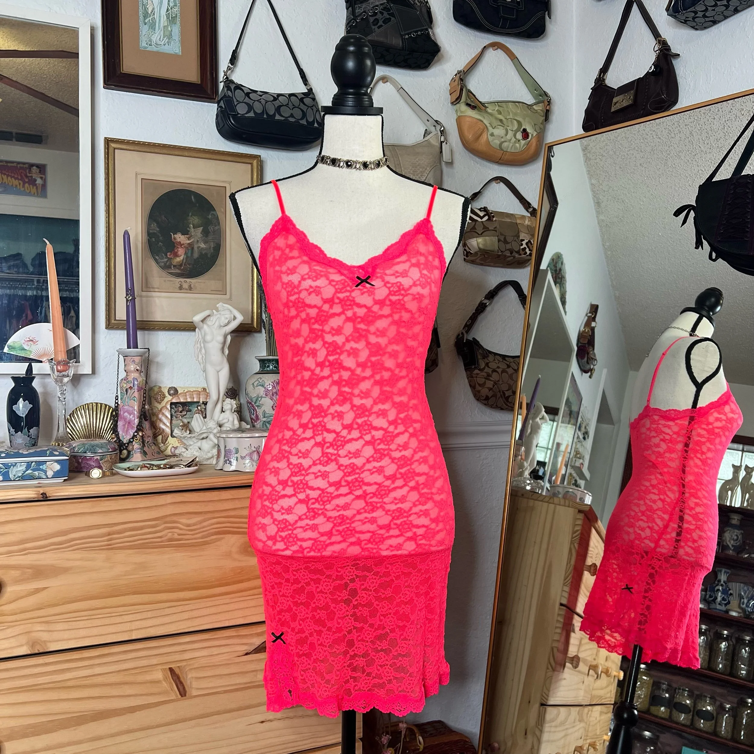 Victoria’s Secret Lace Highlighter Pink Slip Dress