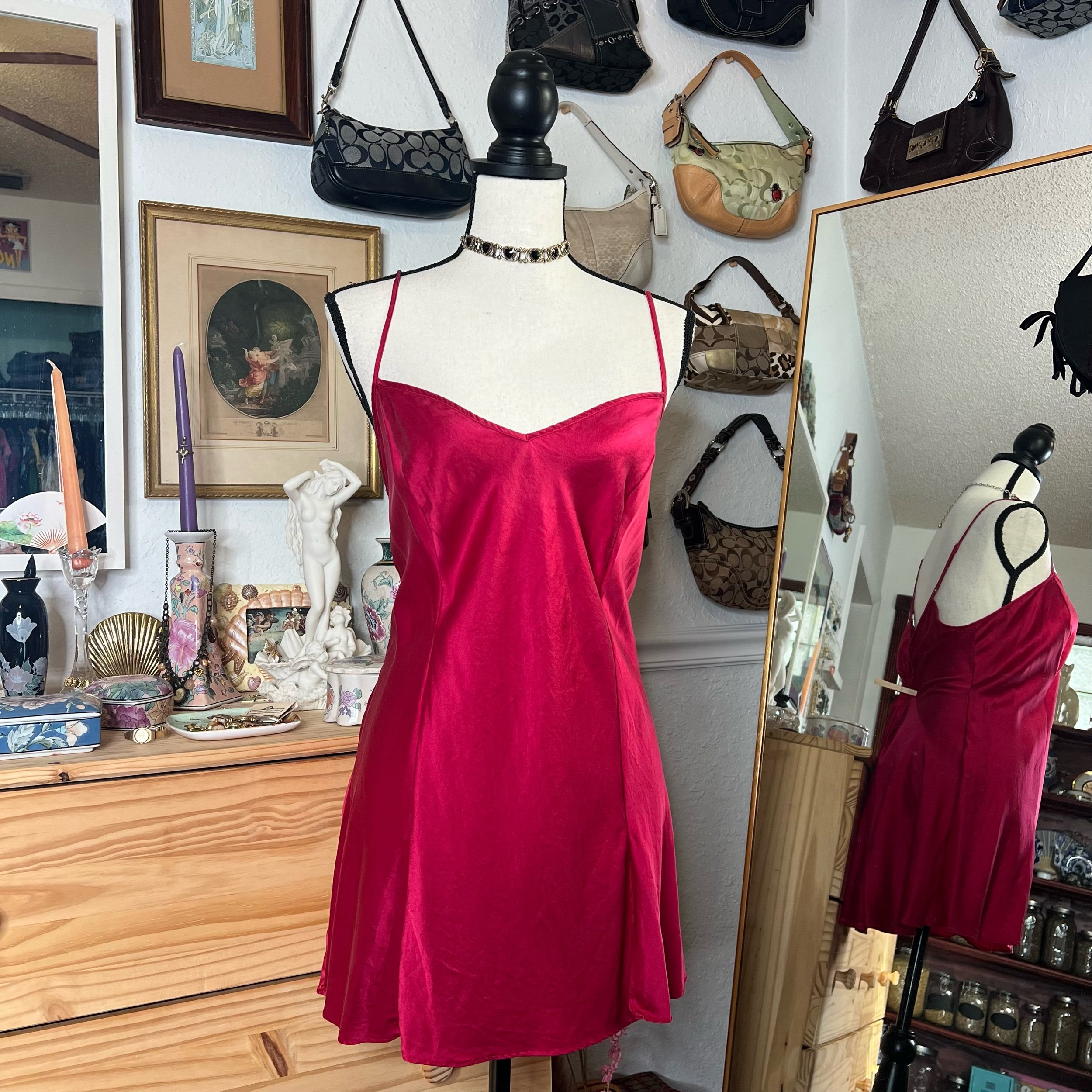 Victoria’s Secret Y2K 100% Silk Red Slip Dress