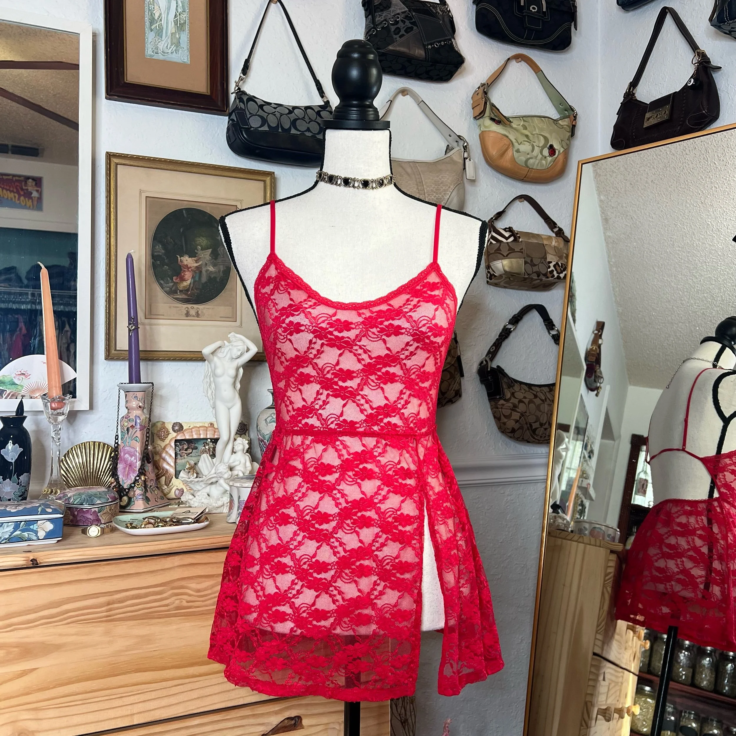 Victoria’s Secret Red Lace Sexy Slip Dress