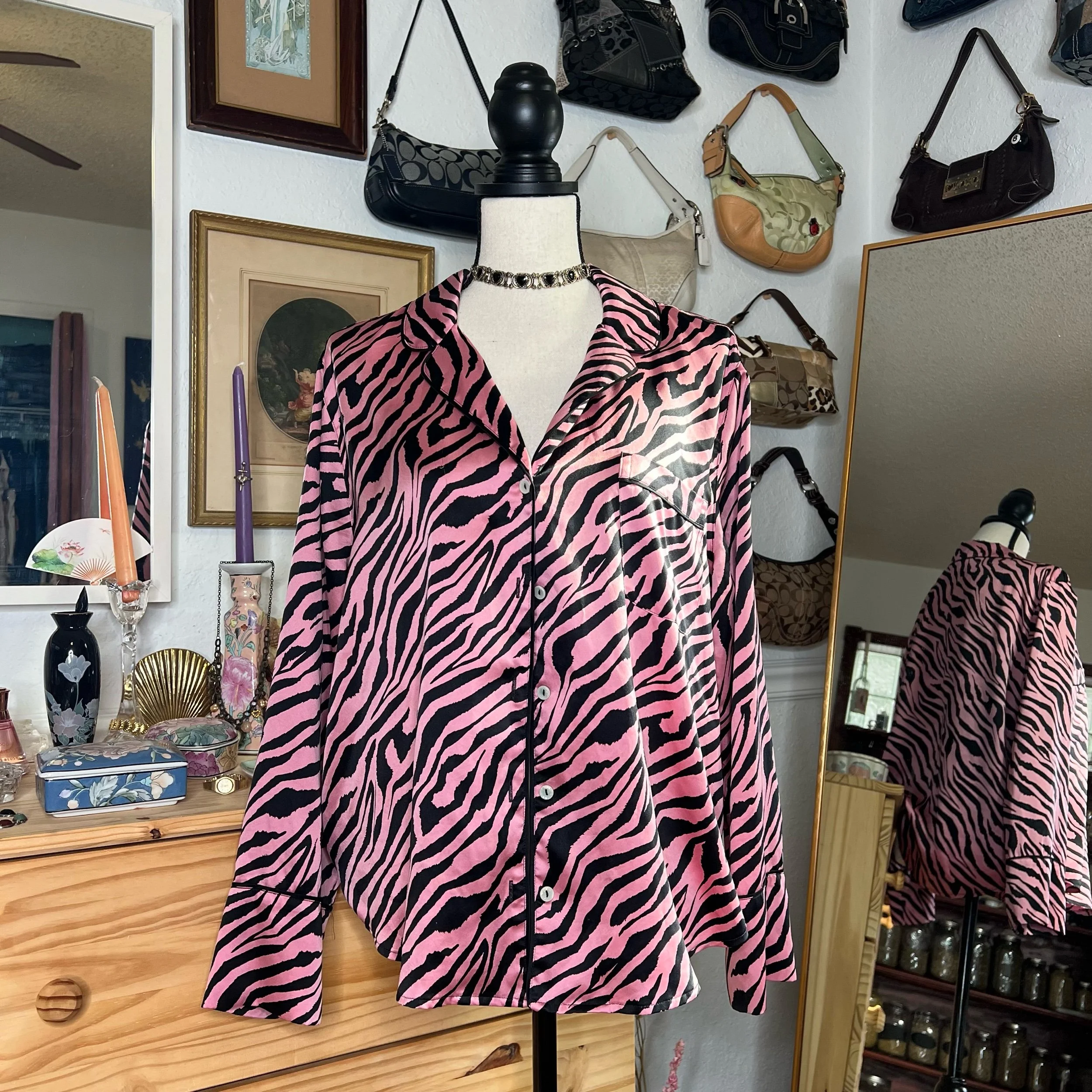 Victoria’s Secret Pink Zebra Satin Sleep Top