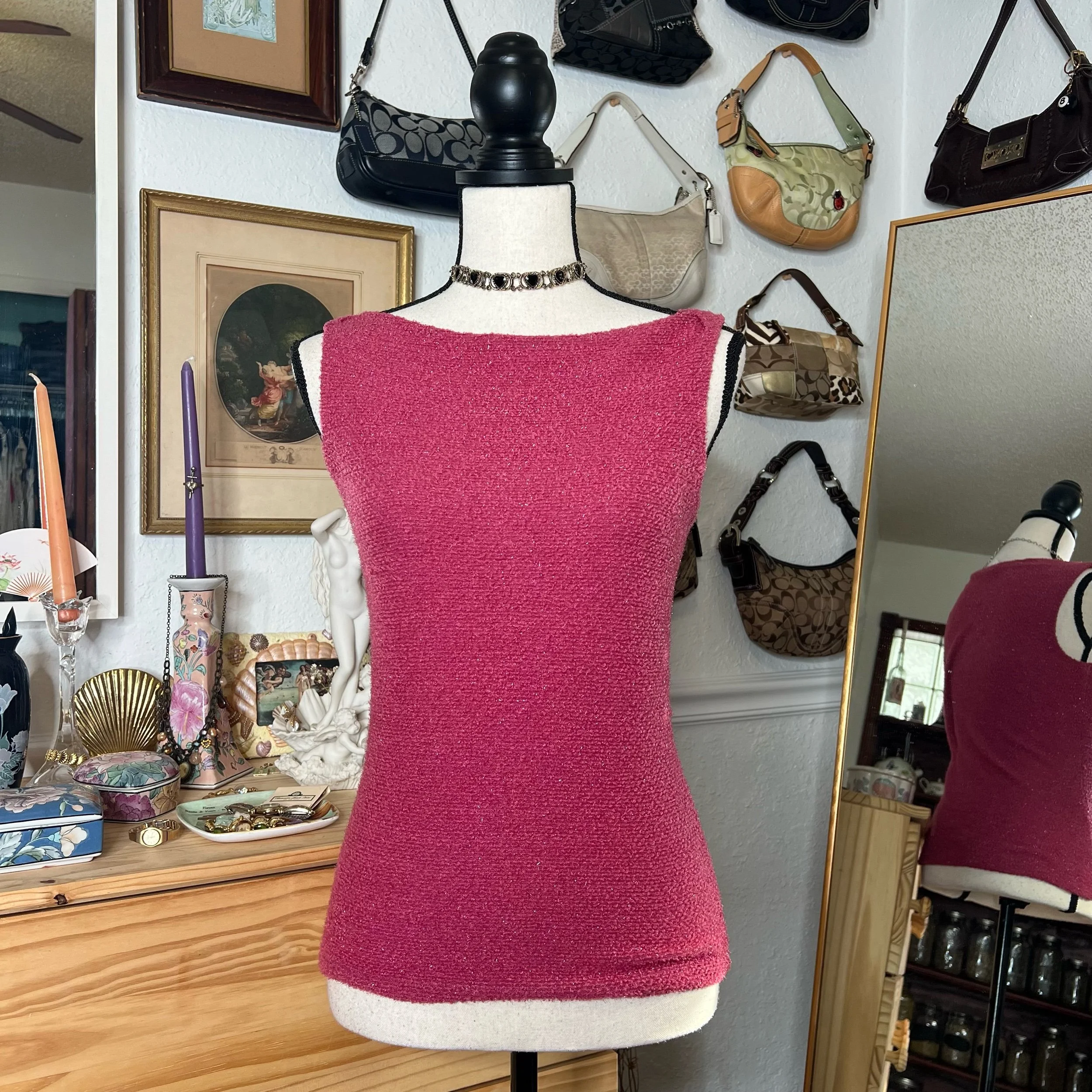 Victoria’s Secret 90’s Pink Fuzzy Sparkle Tank Top