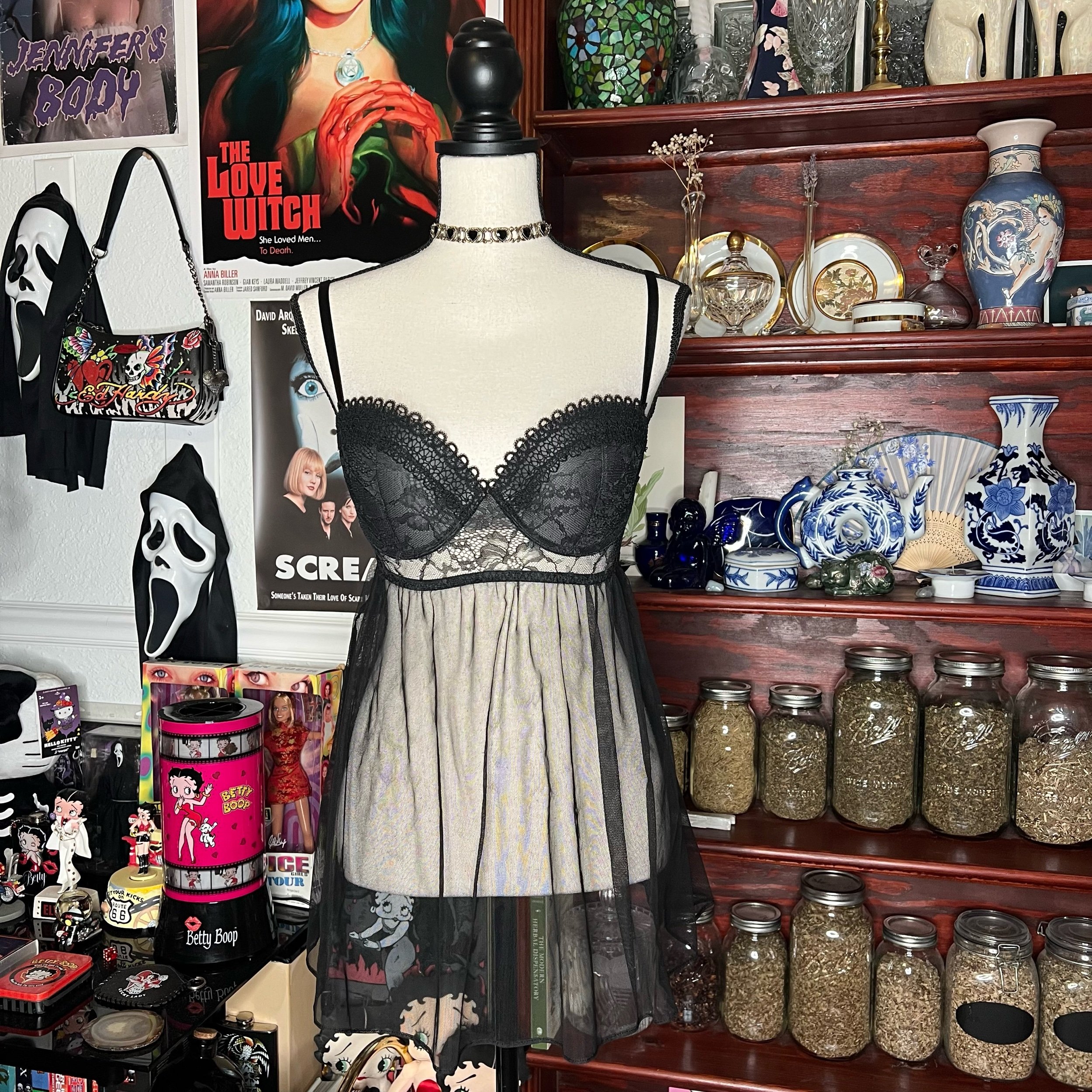 Victoria’s Secret Black Lace & Mesh Bustier