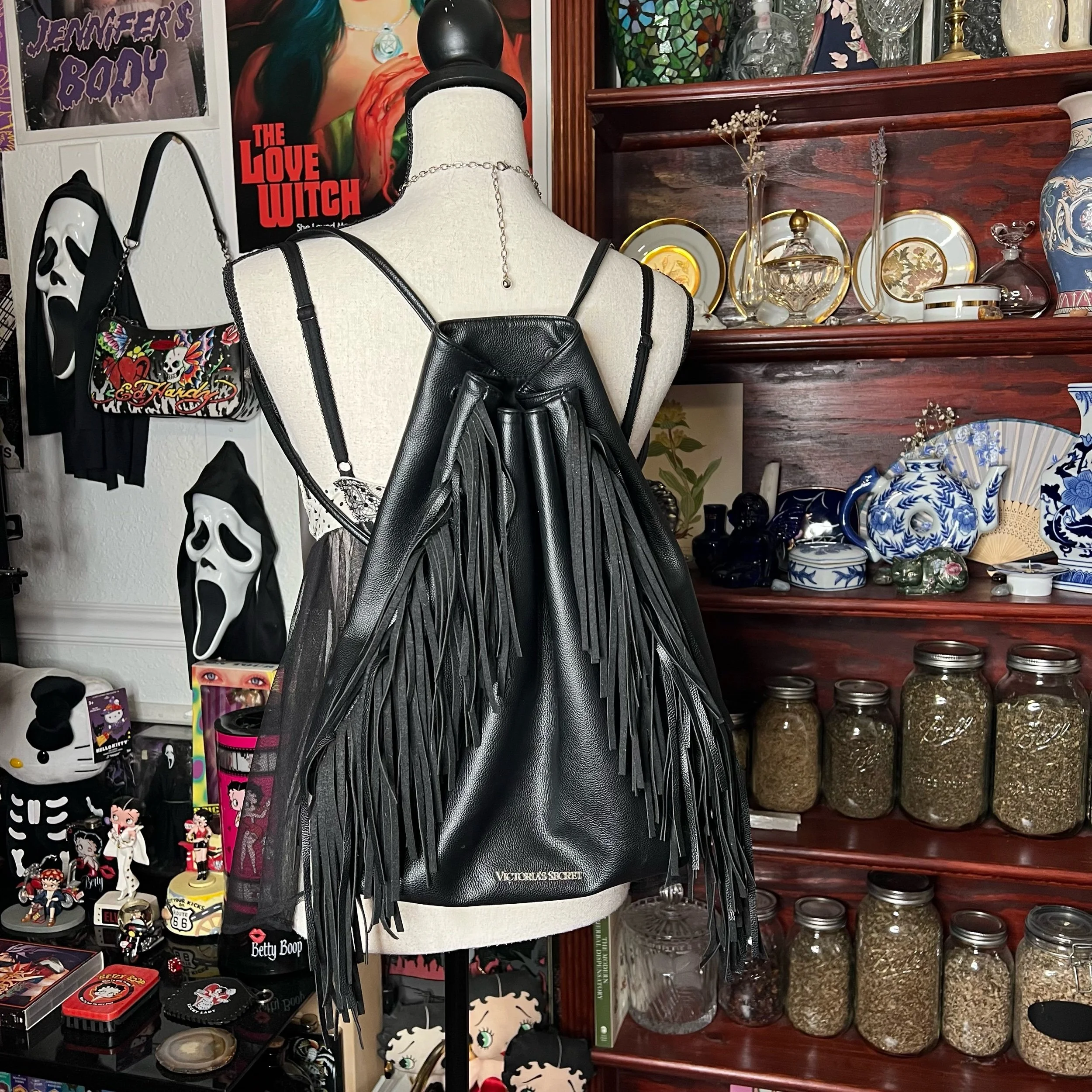 Victoria’s Secret Black Fringe Backpack