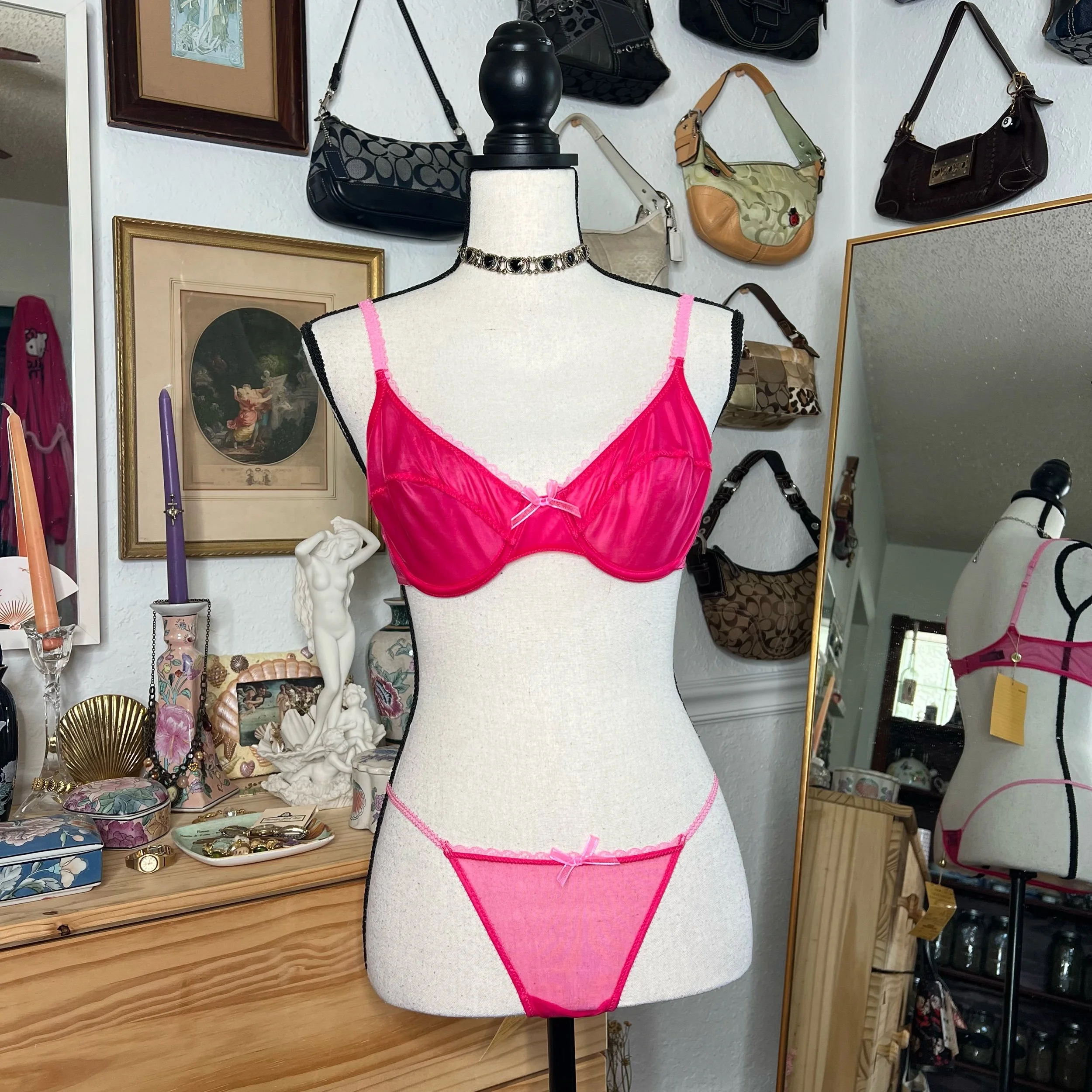 Victoria’s Secret Sexy Little Things Hot Pink Demi Bra & Thong Set