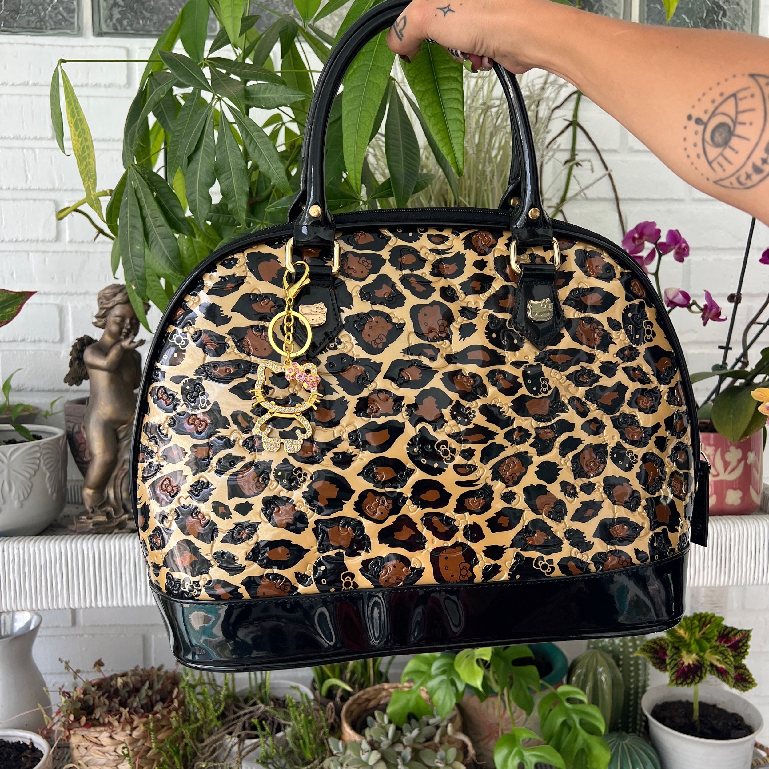 Hello Kitty Loungefly Leopard Print Large Bowler Bag