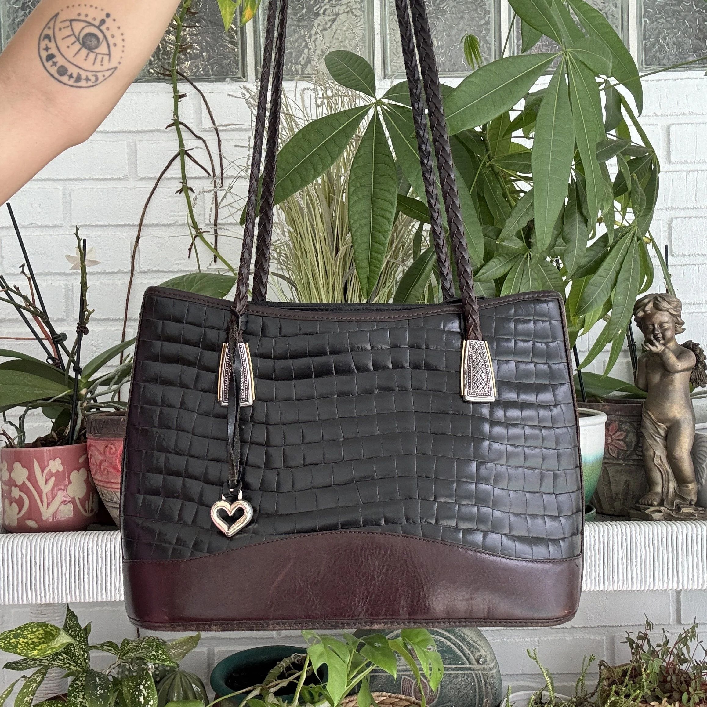 Brighton Crocodile Embossed Leather Shoulder Bag