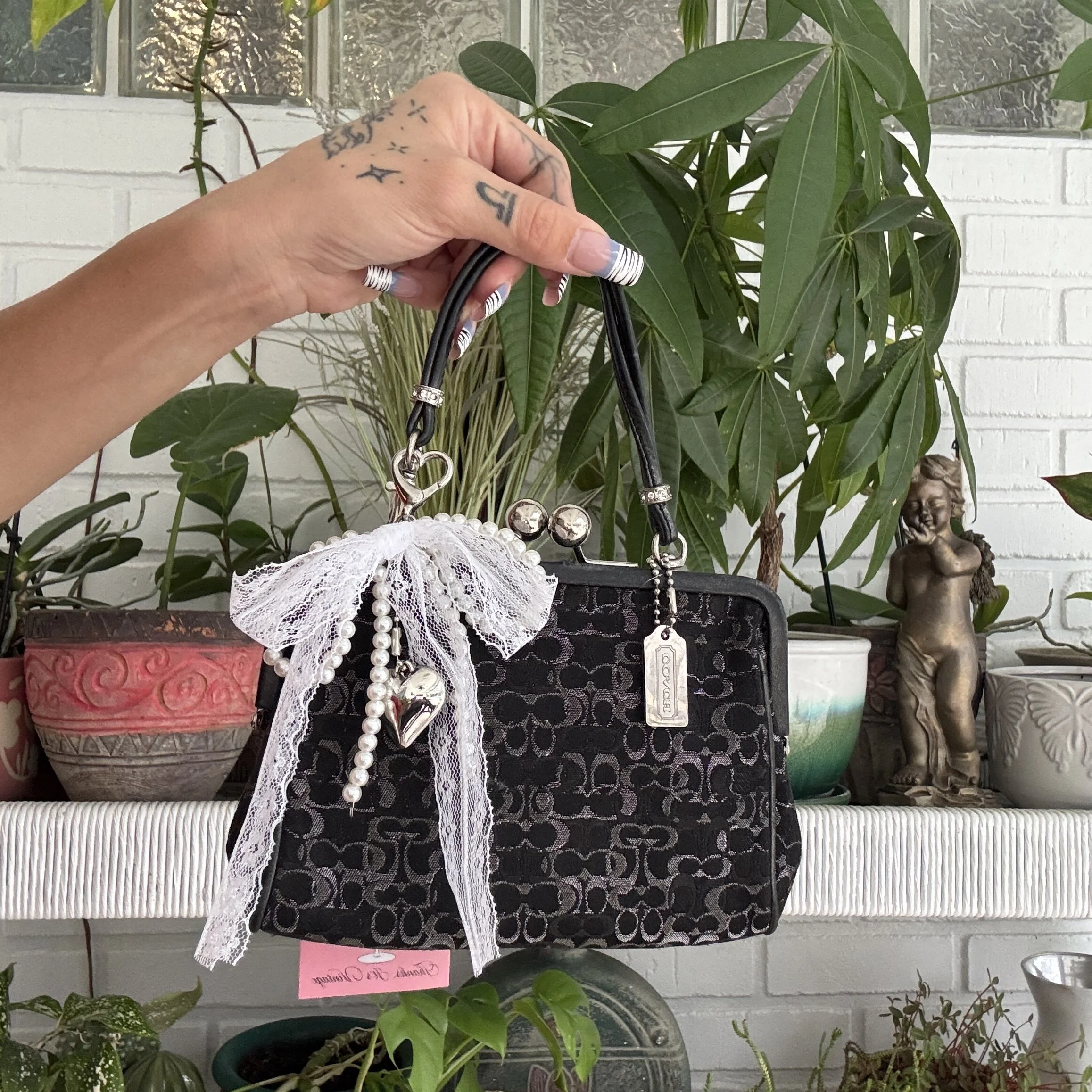 Coach Optic Signature Lurex Kisslock Pouch