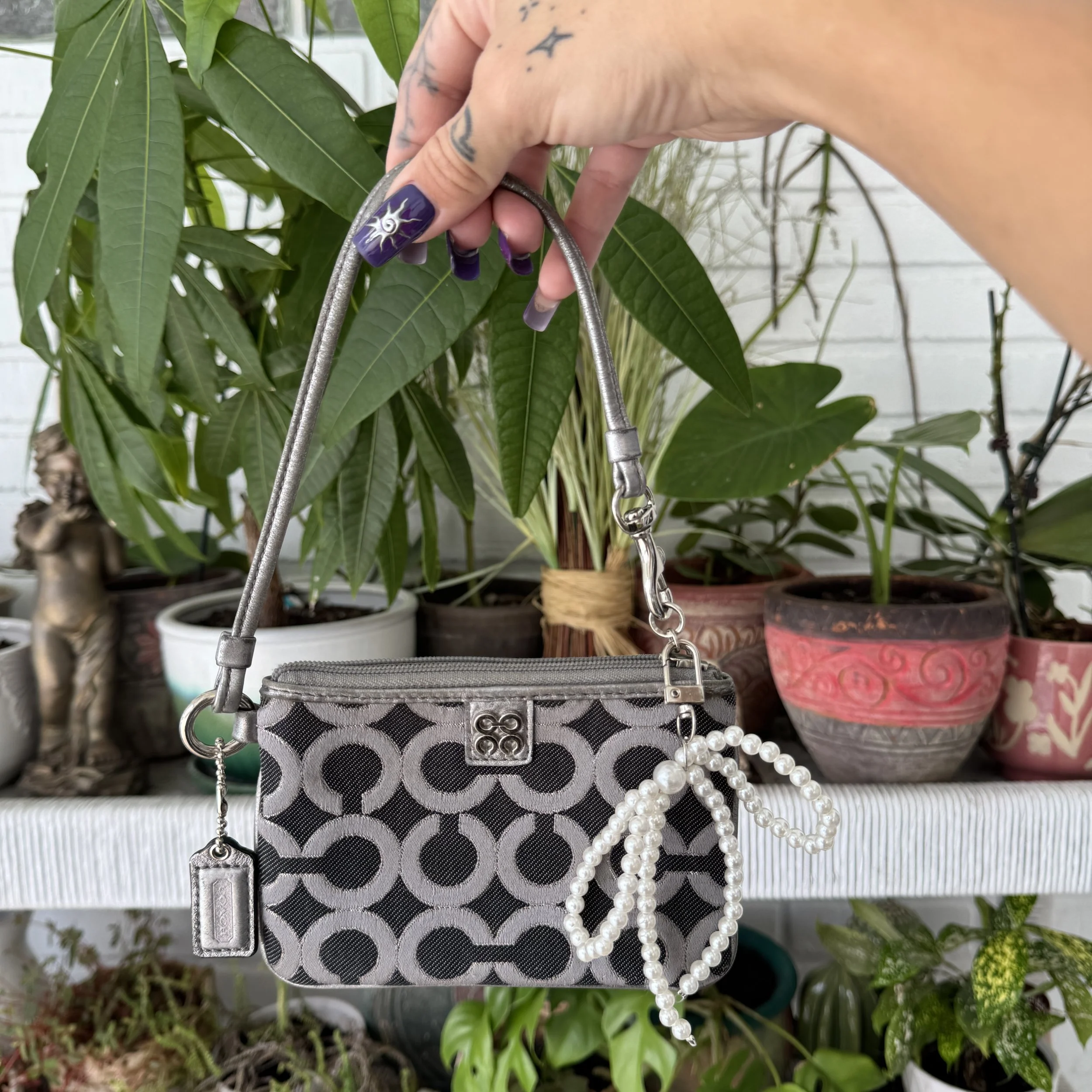 Coach Gunmetal Grey Monogram Wristlet