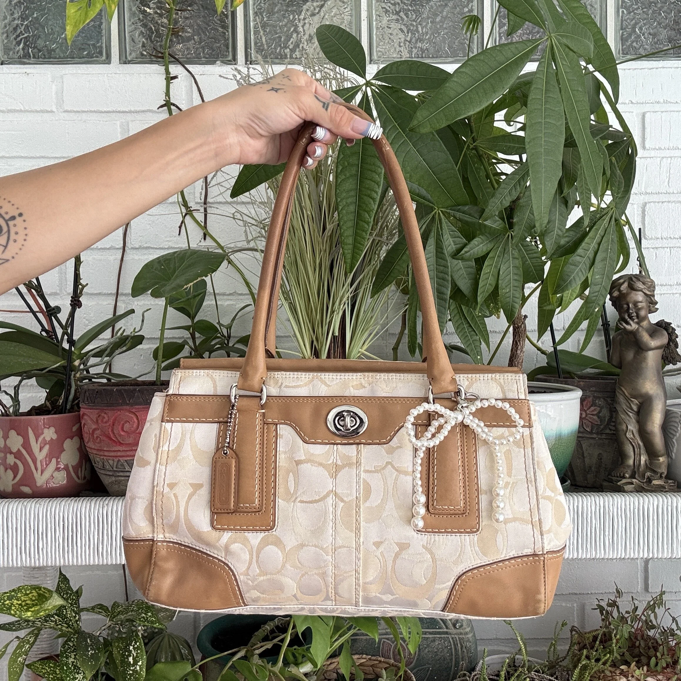 Coach Hamptons Optic Monogram Shoulder Bag
