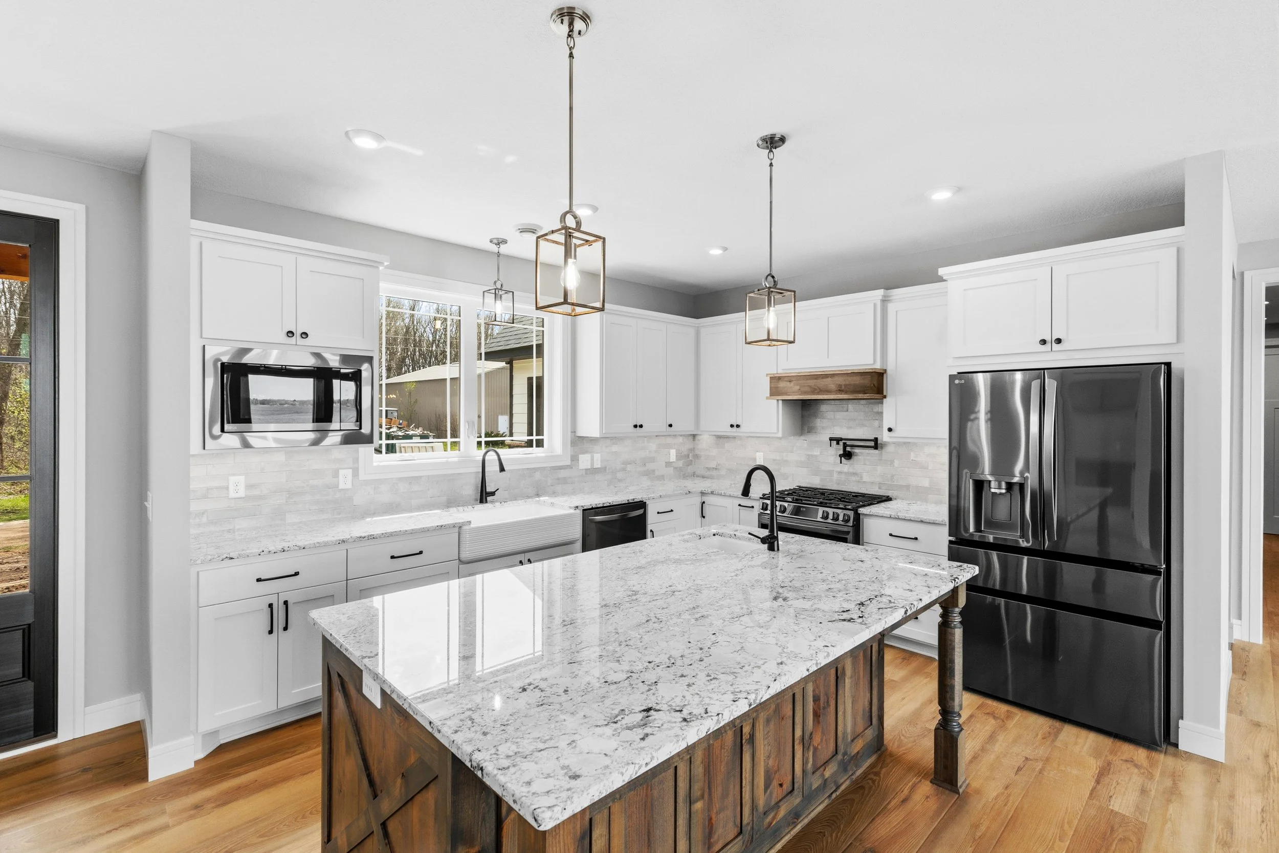 Custom cabin lake home builder kitchen construction in Minnesota