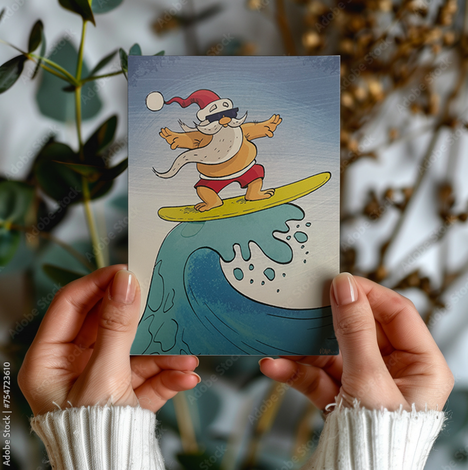 Surfin' Santa Greeting Card