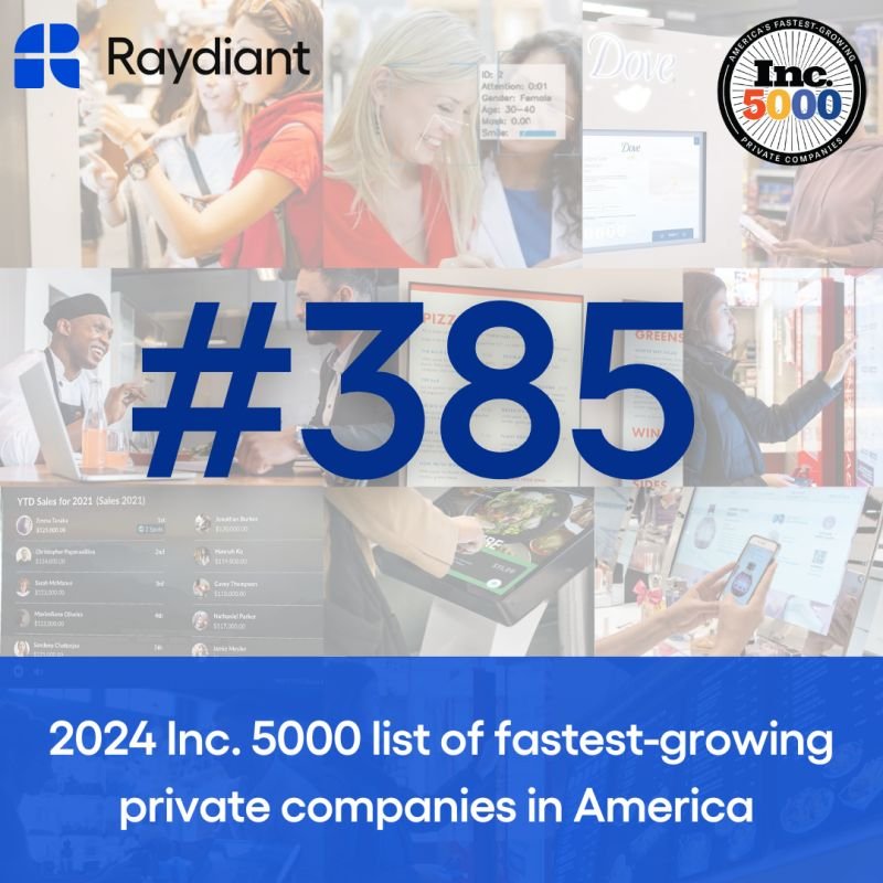 Raydiant named 385th fastest growing company by Fast Company with 1,151% 3-year growth