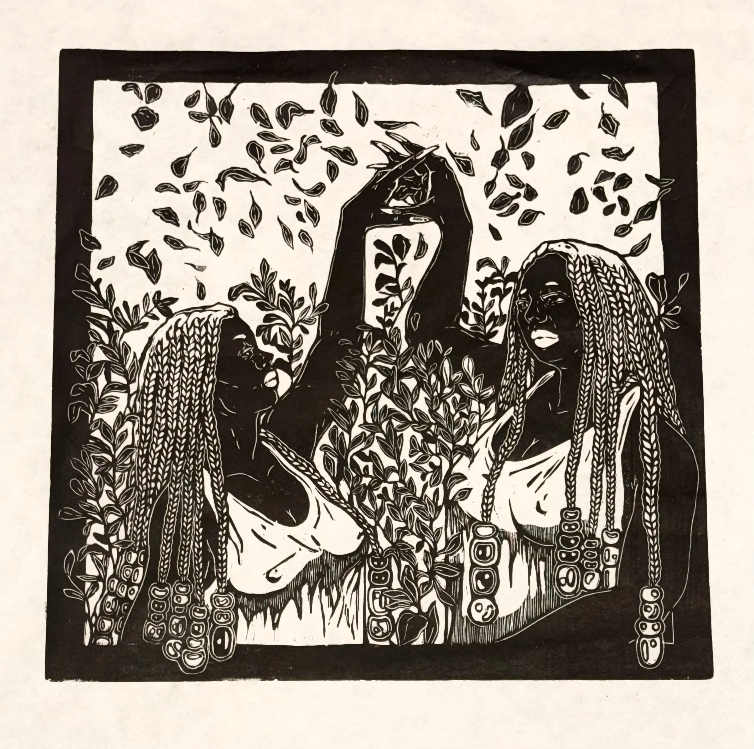 Let Them Be , Linocut on Kozo, 2025