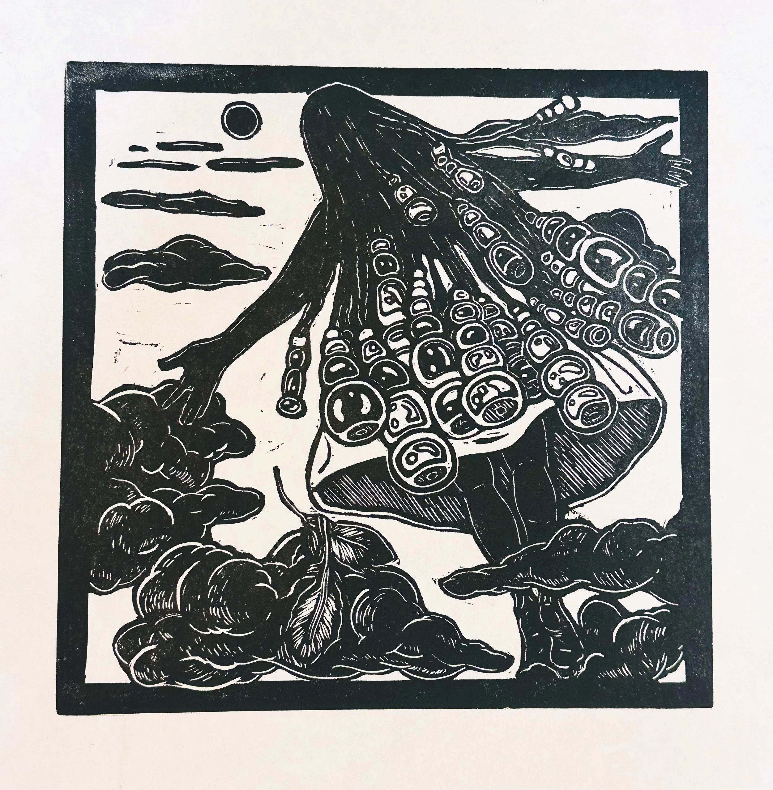 Acceptance, Linocut on Kozo, 2025 
