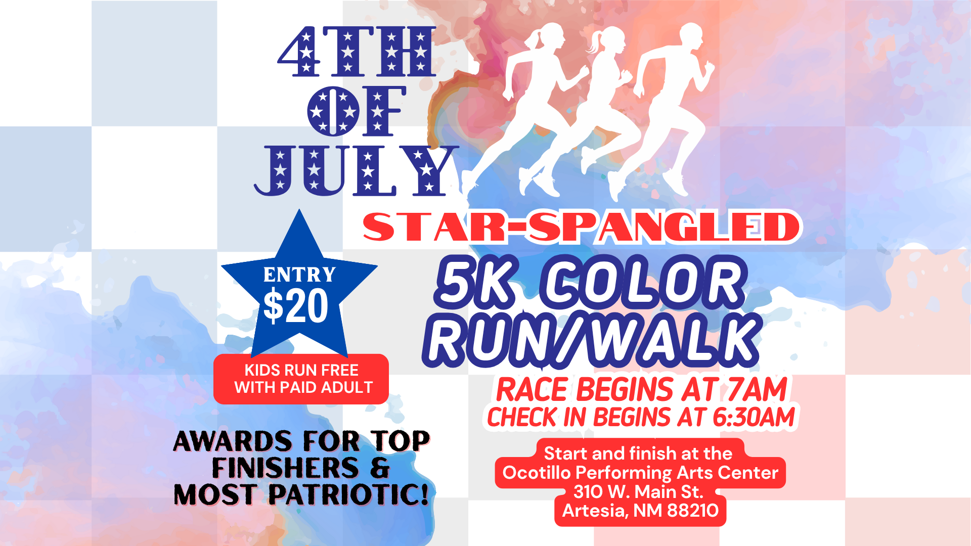 4th of July Star Spangled 5K Color Run/Walk — Artesia Arts Council