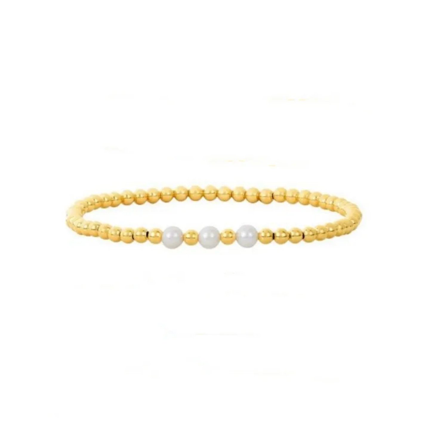 Gold Triple Pearl Bracelet