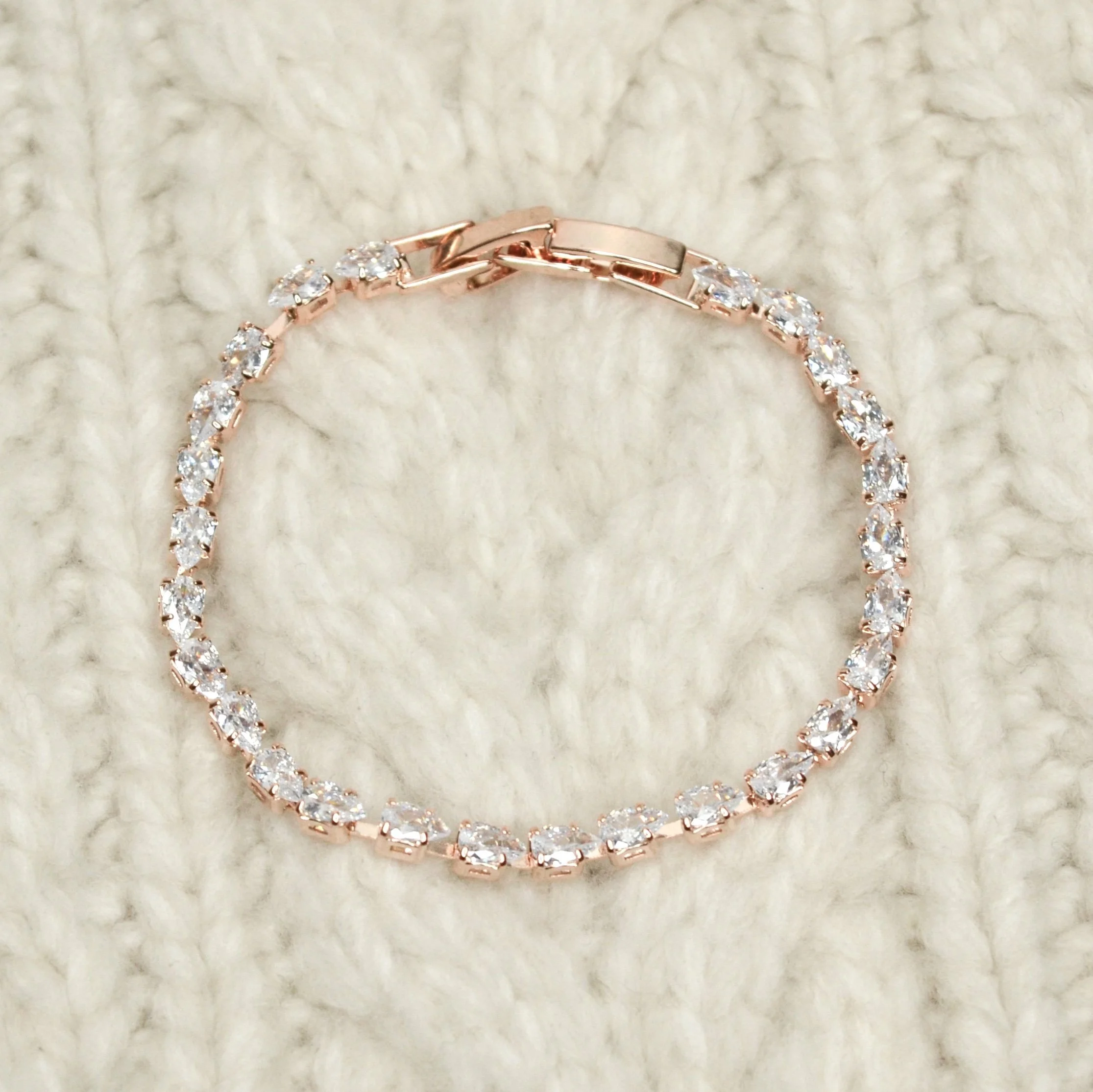 Rose Gold Teardrop Tennis Bracelet