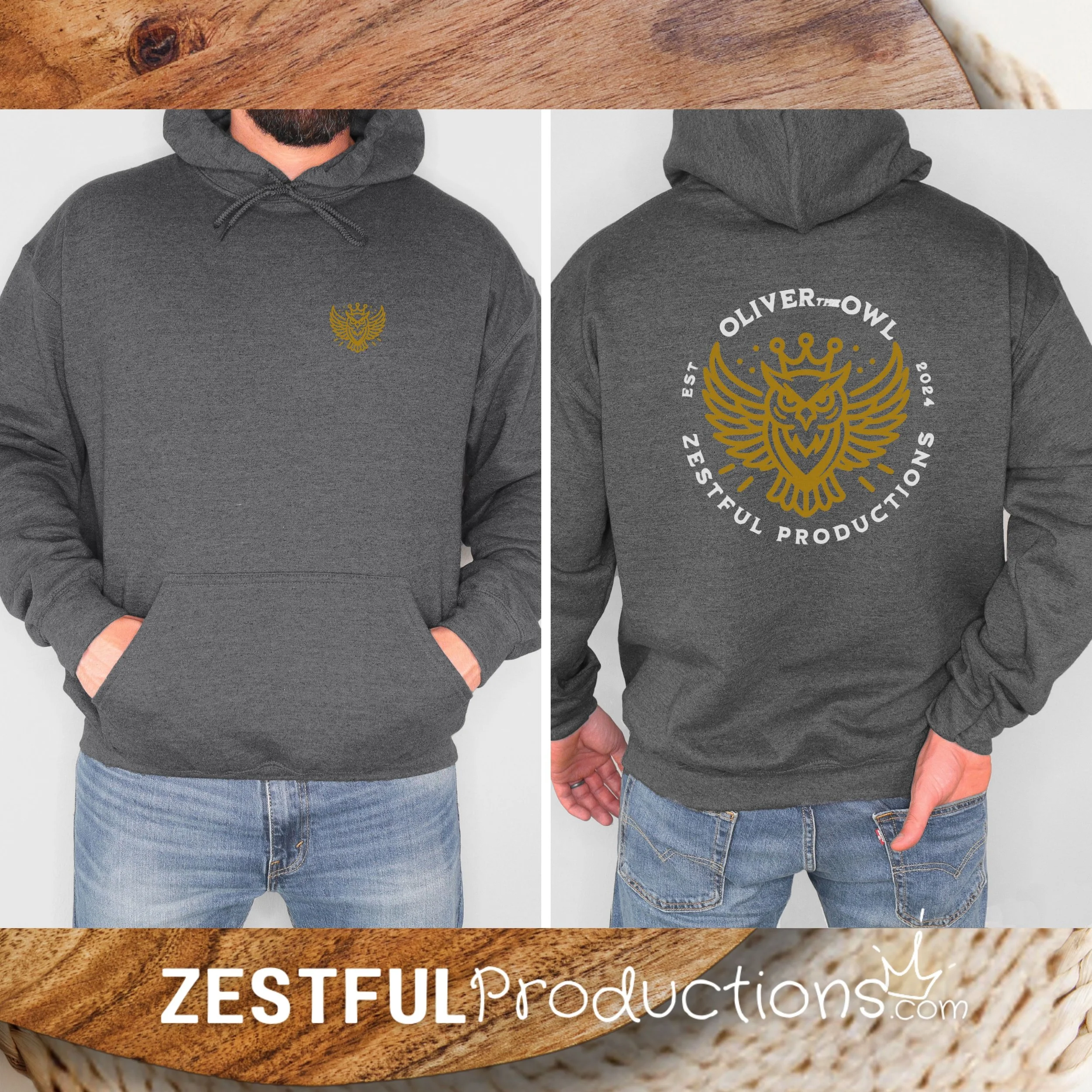 Zestful Gold Crown Owl Unisex Hoodie