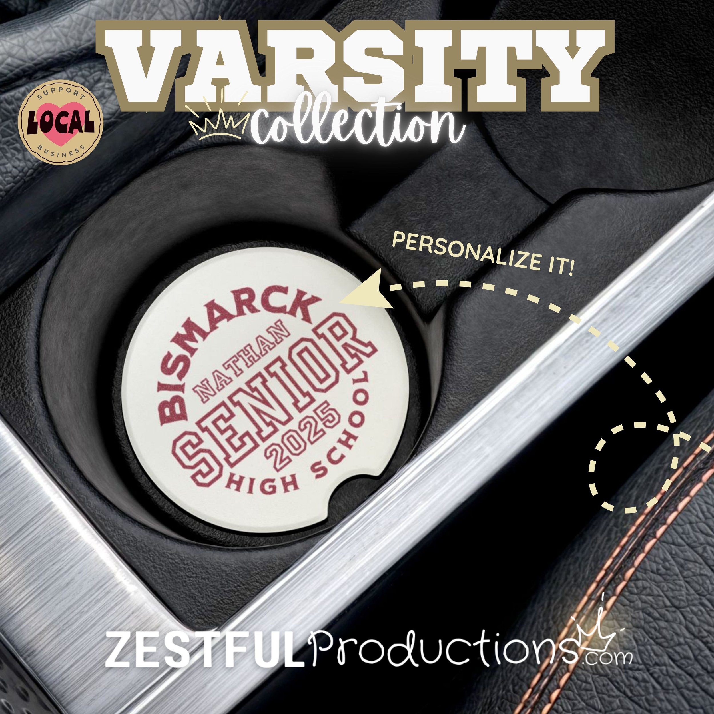 Bismarck High School Car Coaster | Senior 2025 or Your Ideas!