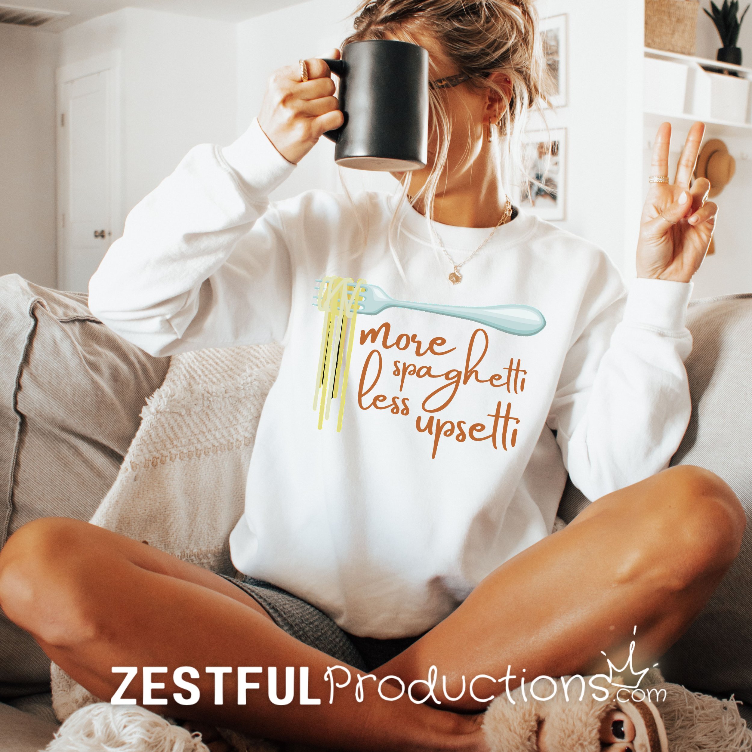 More Spaghetti Less Upsetti Unisex Crewneck