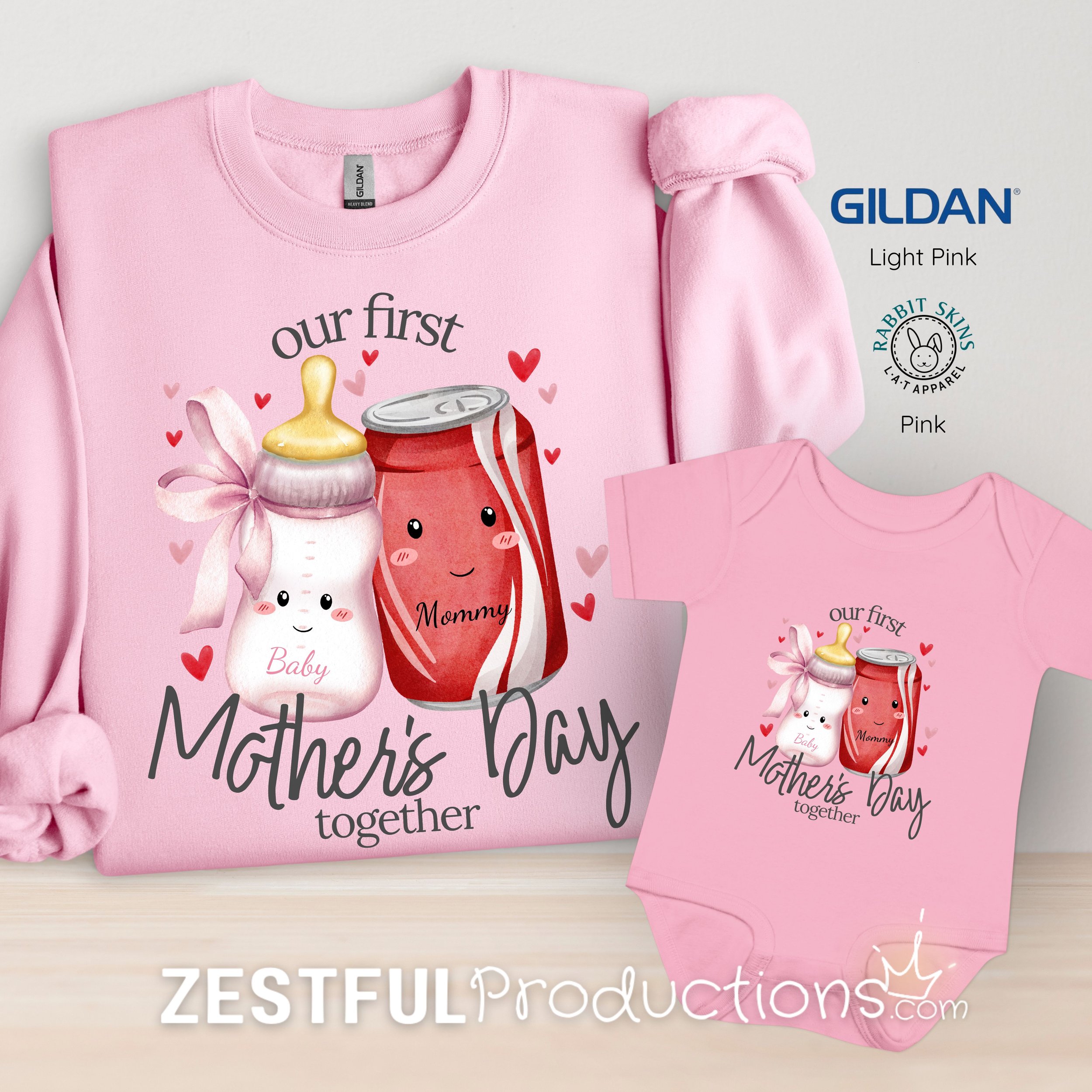 First Mother's Day Infant Bodysuit with Soda | Pink Bottle