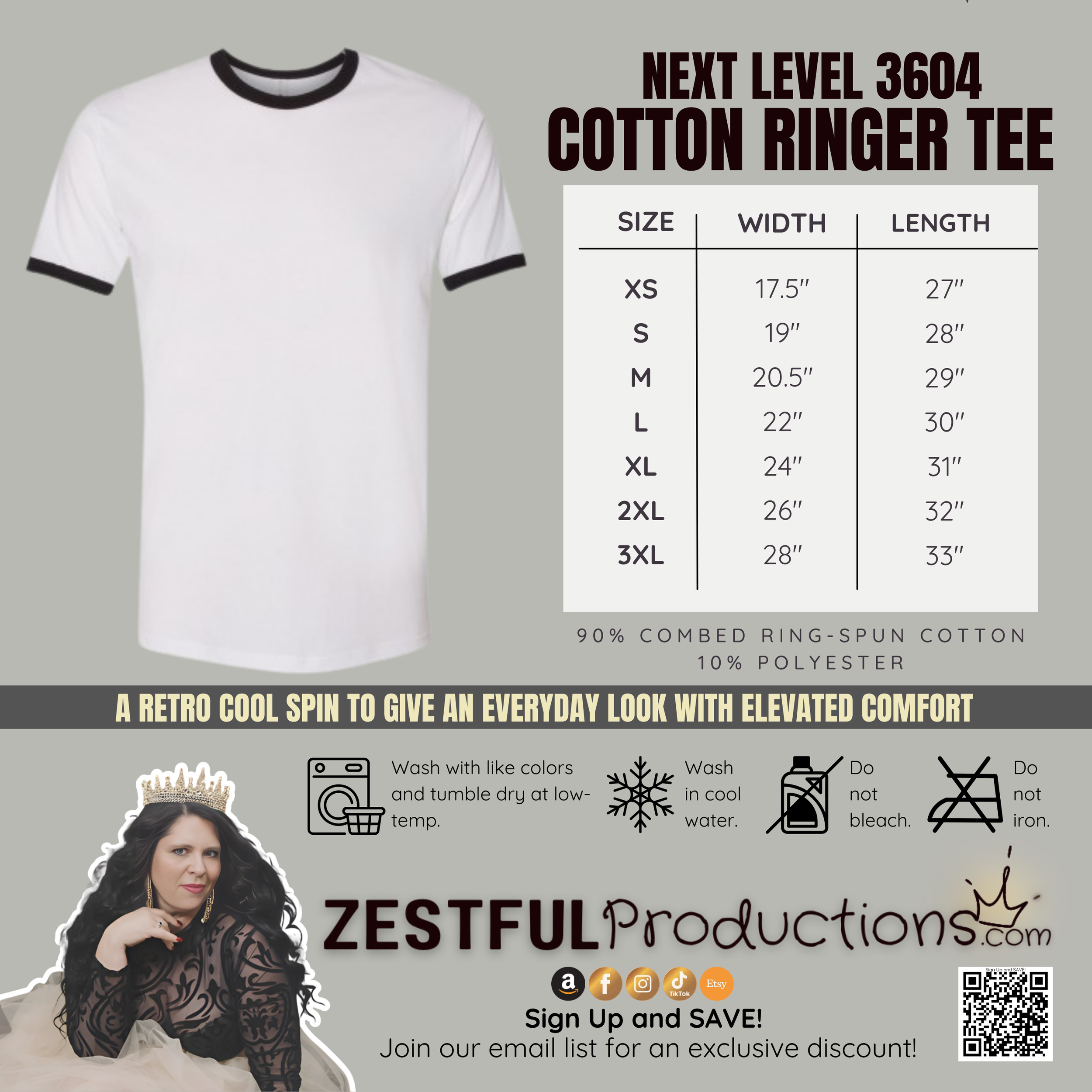 Next Level 3604 Cotton Ringer Tee