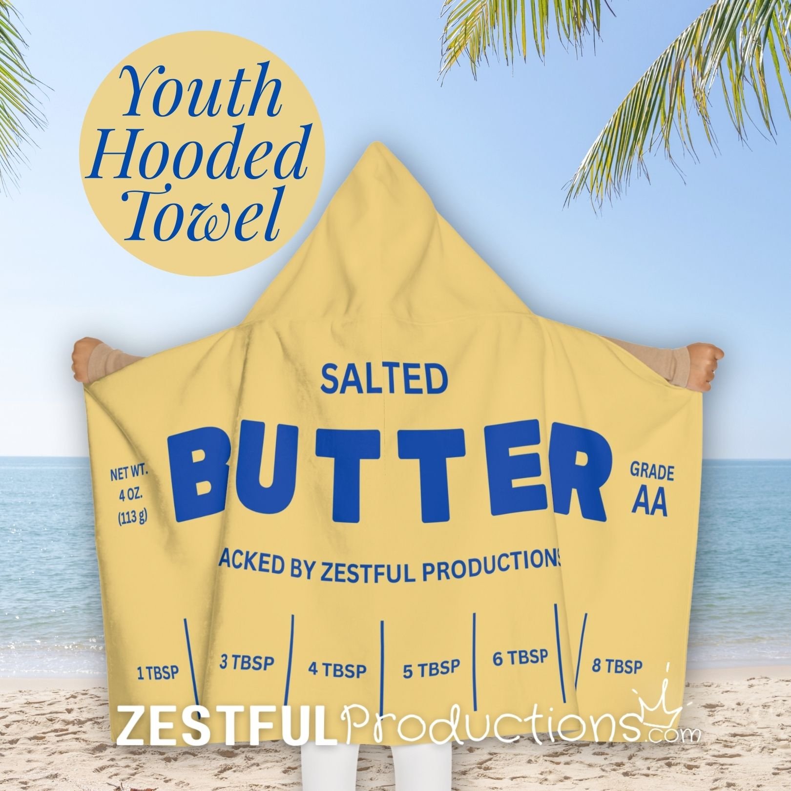 Butter Stick Design Youth Hooded Towel