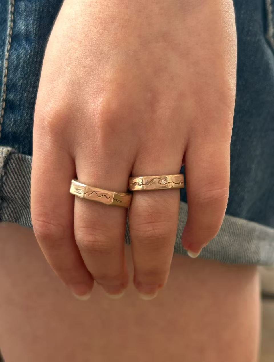 14K Rose gold Creative Wedding Bands with Lab Grown Diamond  